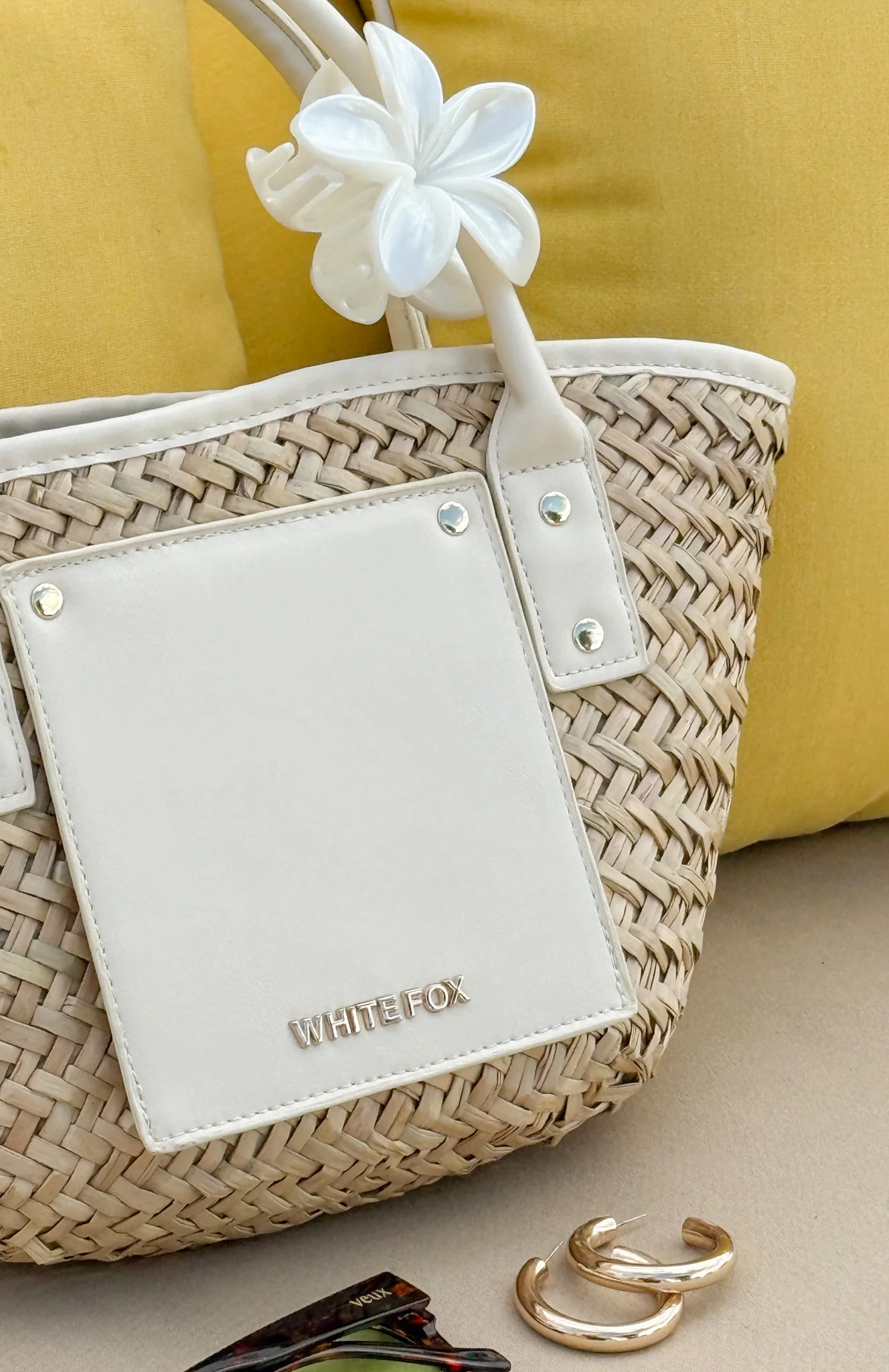 Vivienne Straw Top Handle Bag Cream