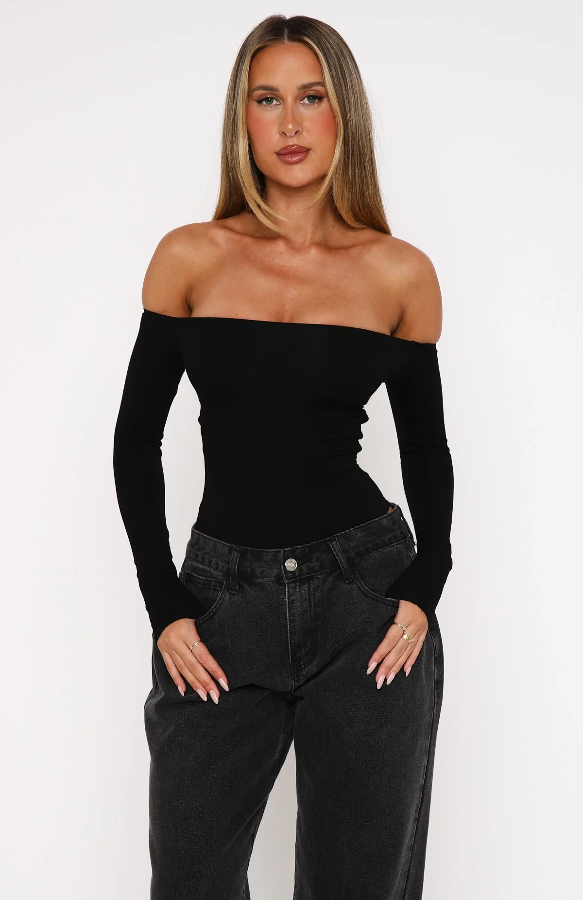 Confidence Check Long Sleeve Bodysuit Black