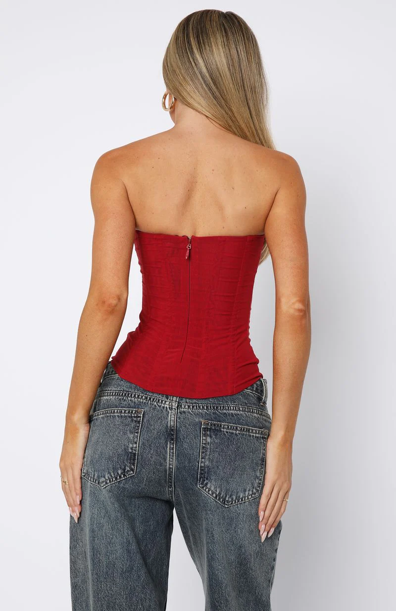 Tell Me A Secret Strapless Bustier Red
