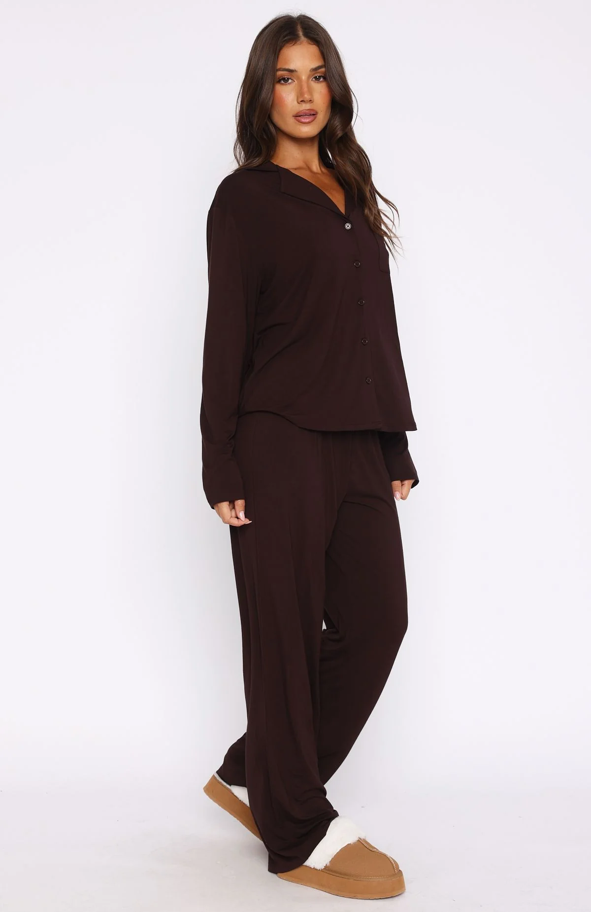 Pillow Talk Long Sleeve Pyjama Set Chocolate