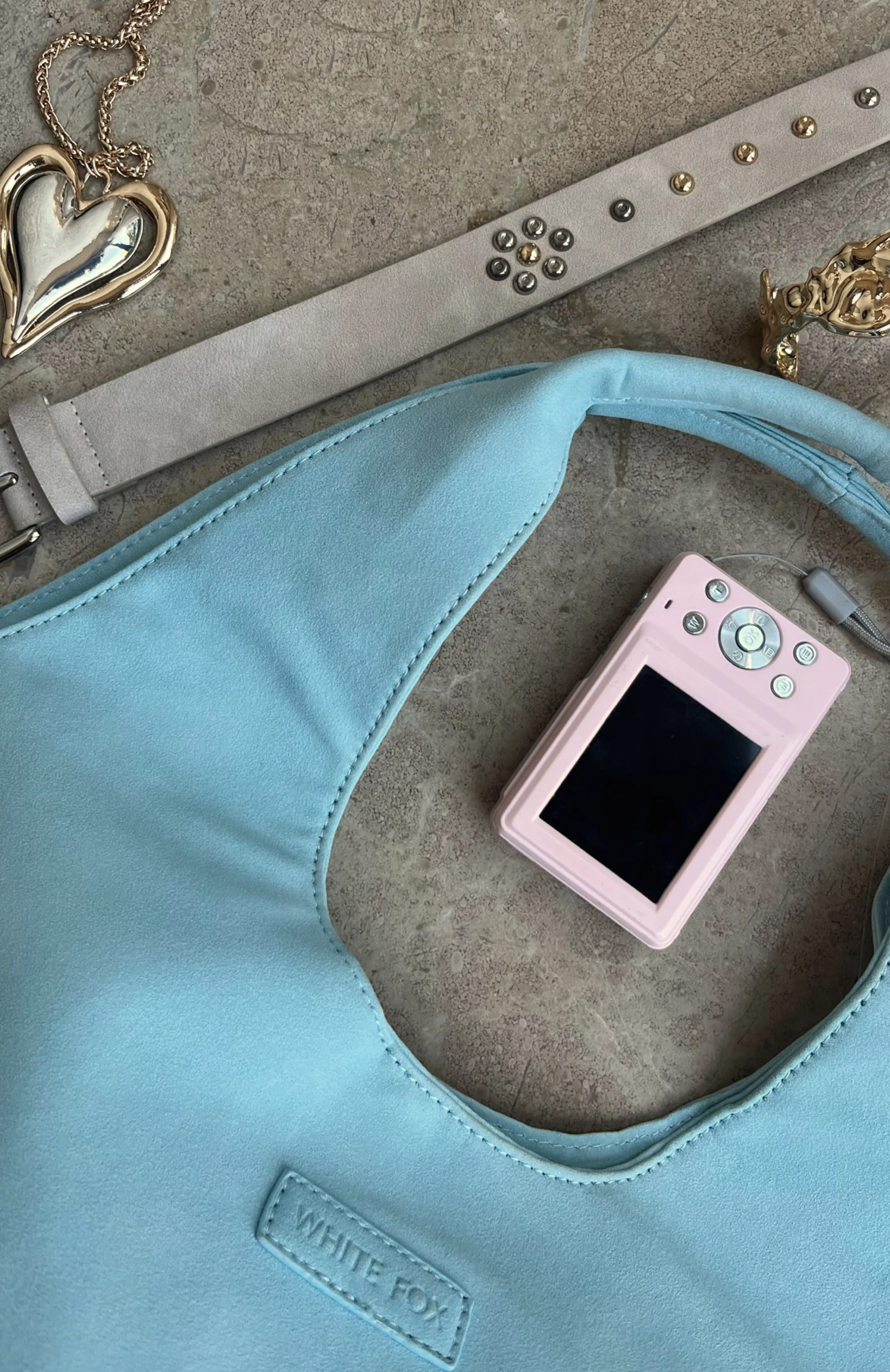 Cariane Shoulder Bag Baby Blue Faux Suede