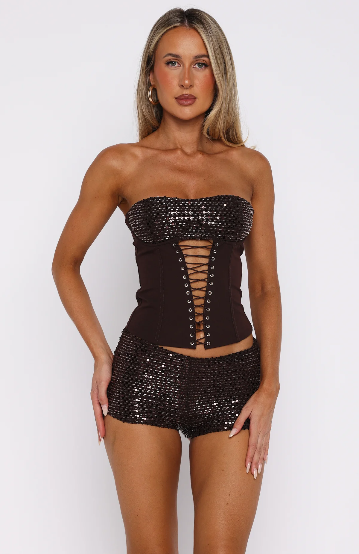 The Lime Light Beaded Bustier Chocolate