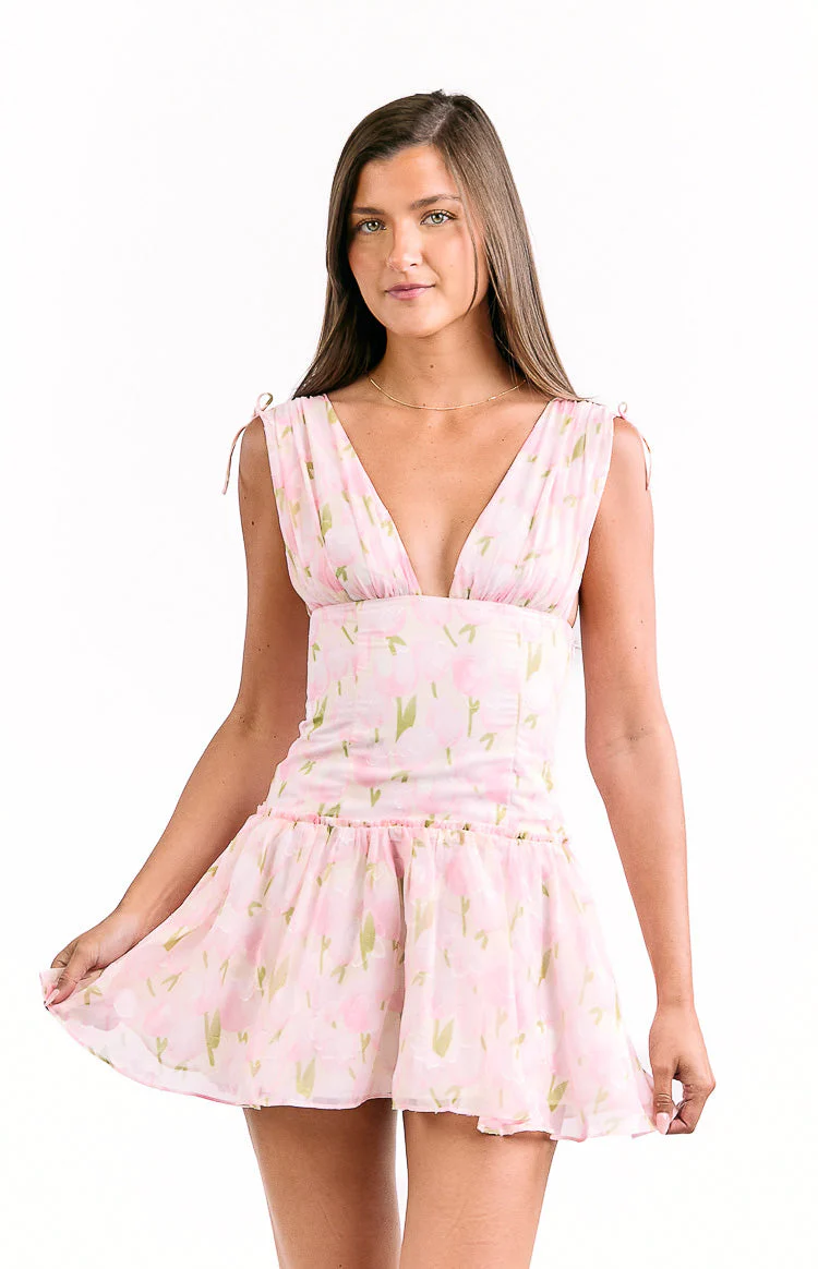 Effie Pink Floral Mini Dress