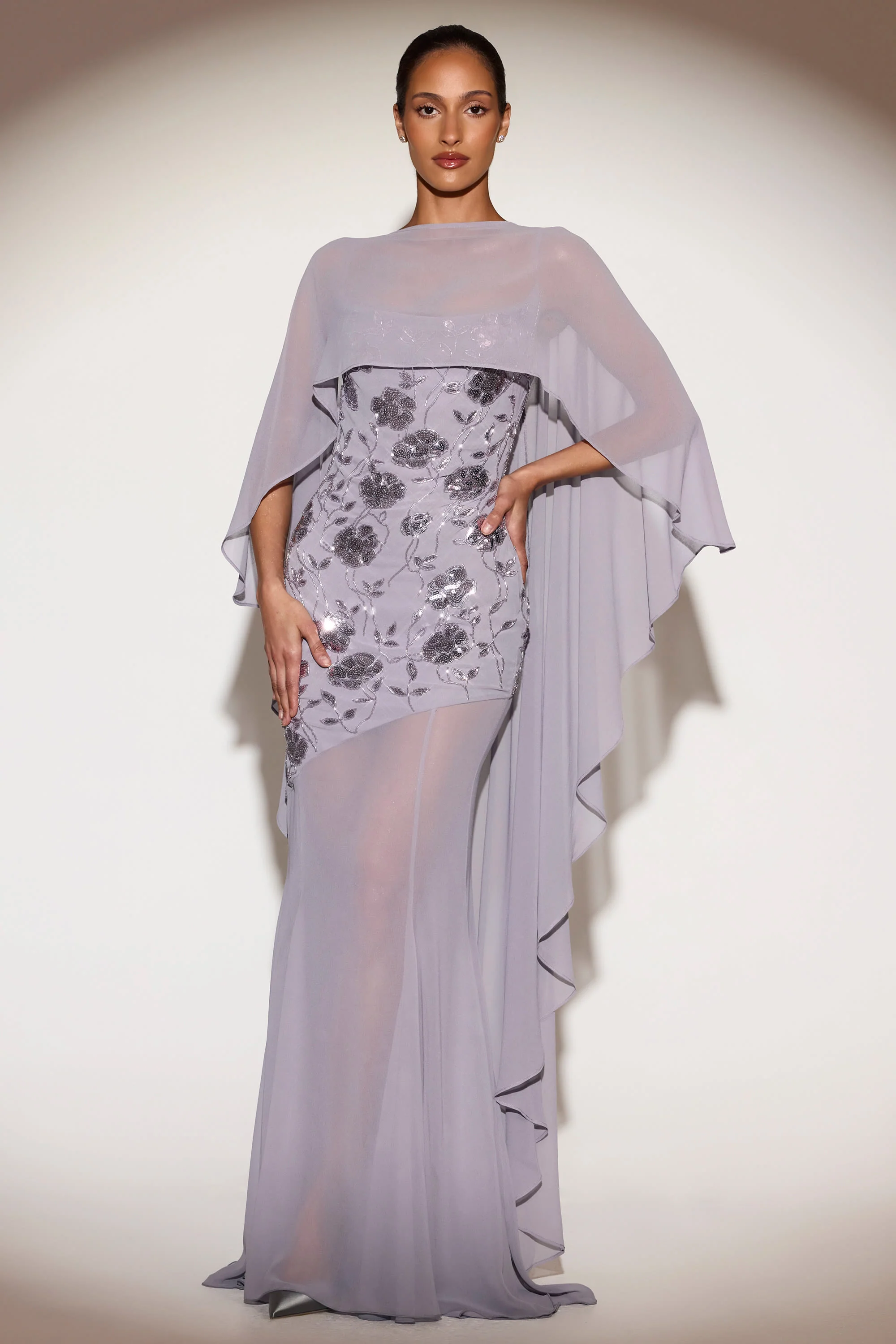 Chiffon Draped Cape in Lilac