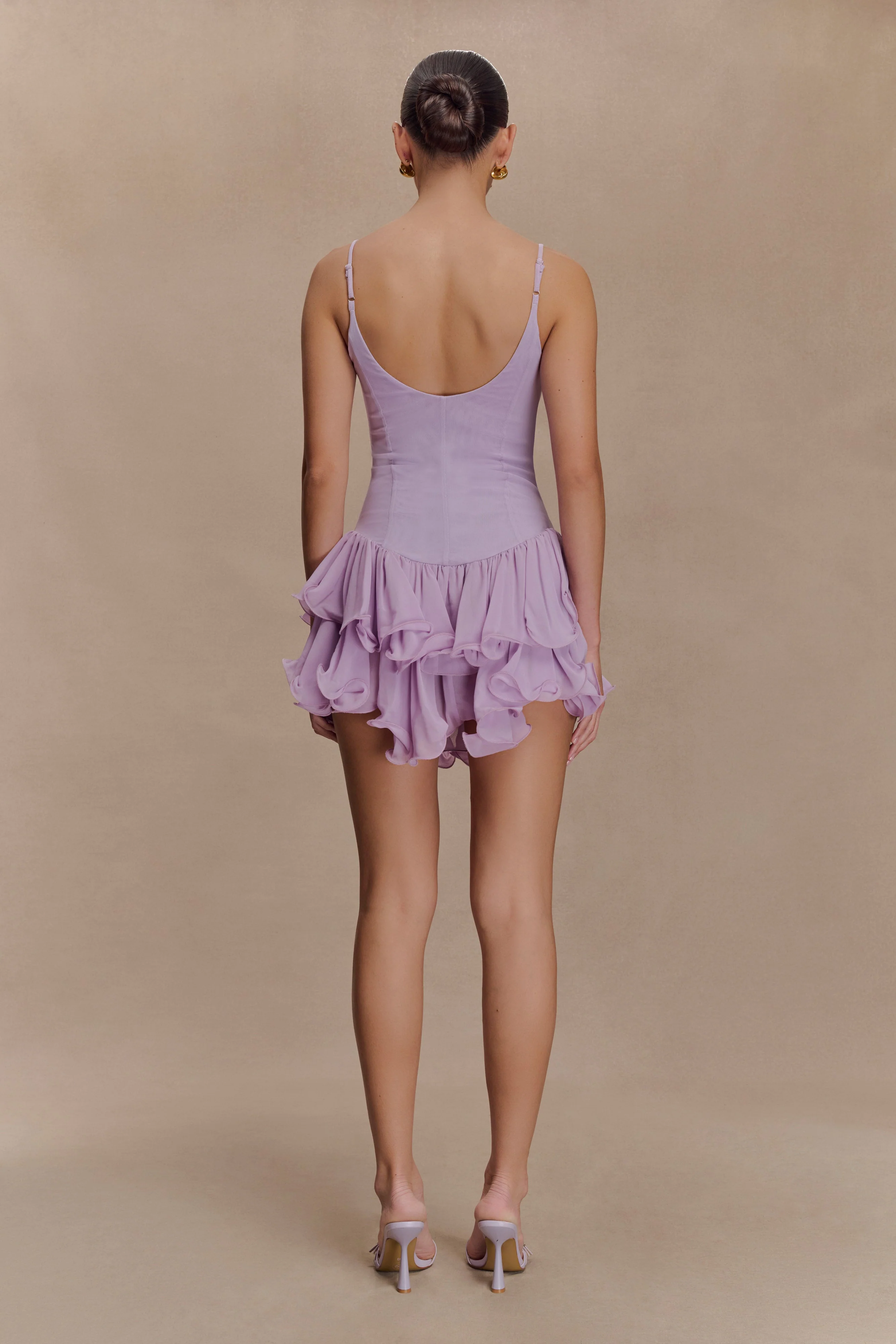 Calantha Ruffle Mesh Mini Dress - Lilac
