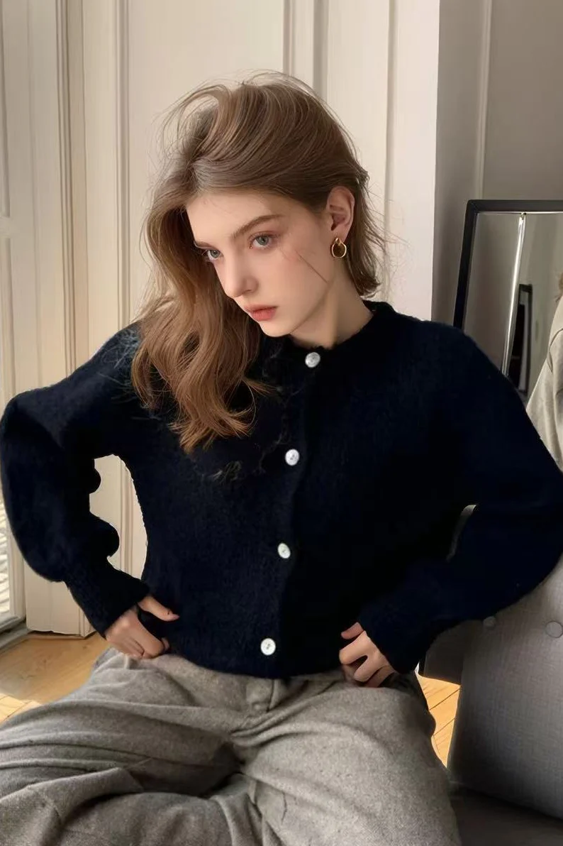 Macaron Color Solid Christmas Cardigan