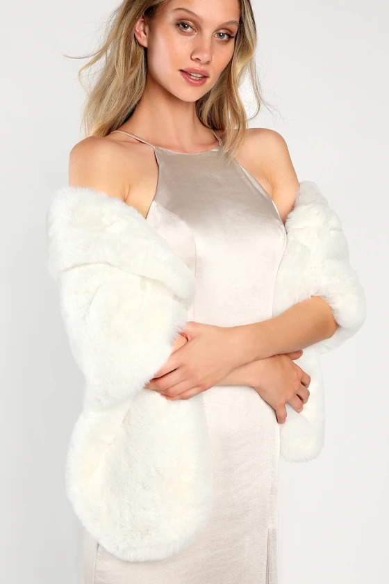 Stole Your Heart White Faux Fur Stole