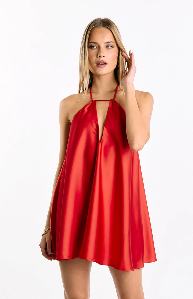 Sympathy Red Halter Neck Mini Dress