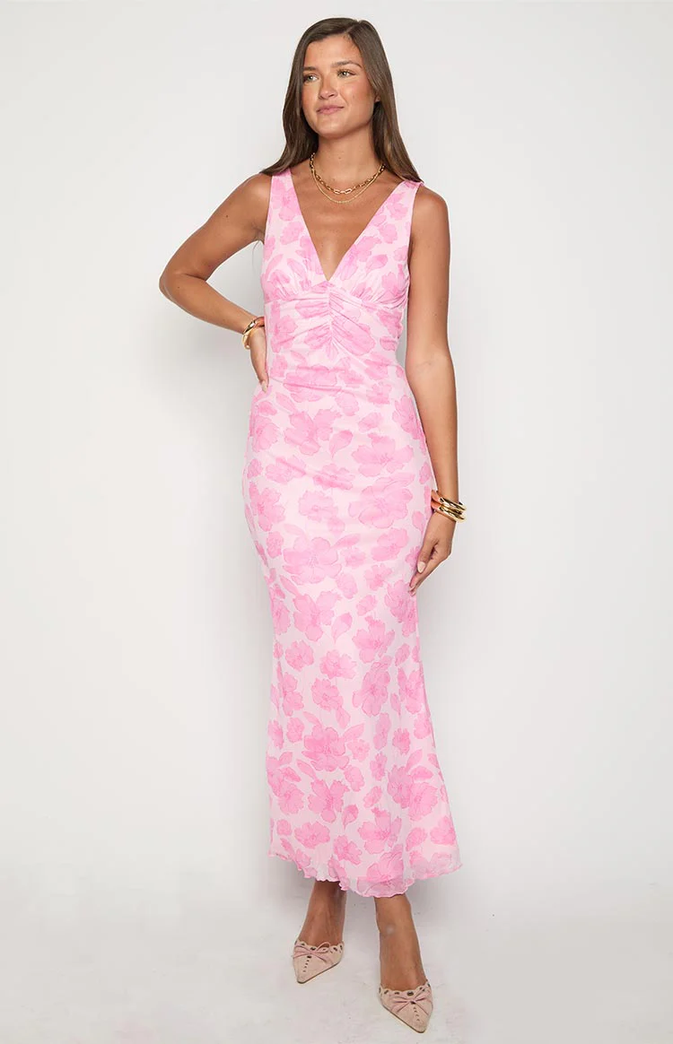 Beck Pink Floral Maxi Dress
