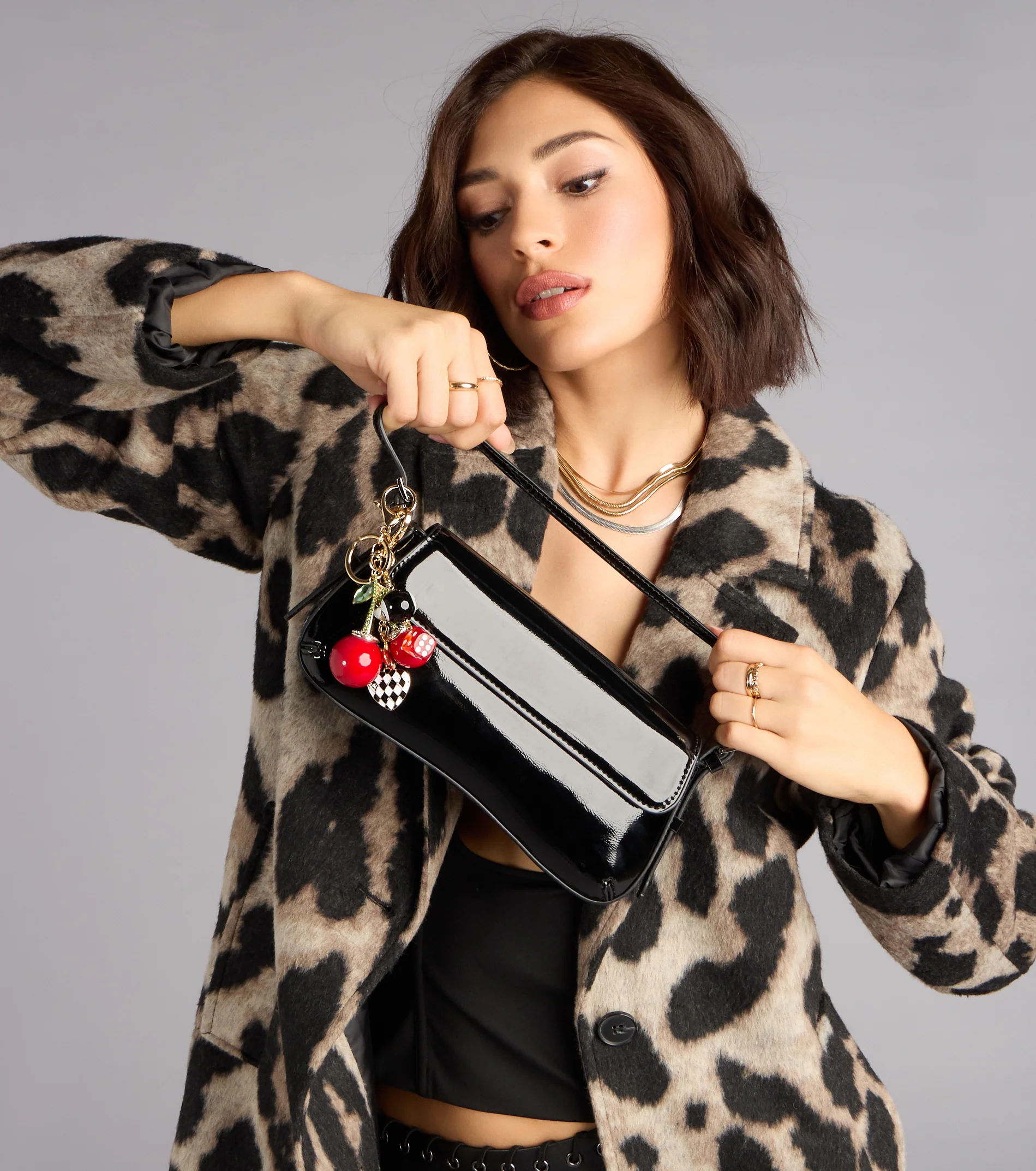 Very Cherry Rhinestone Charm Keychain