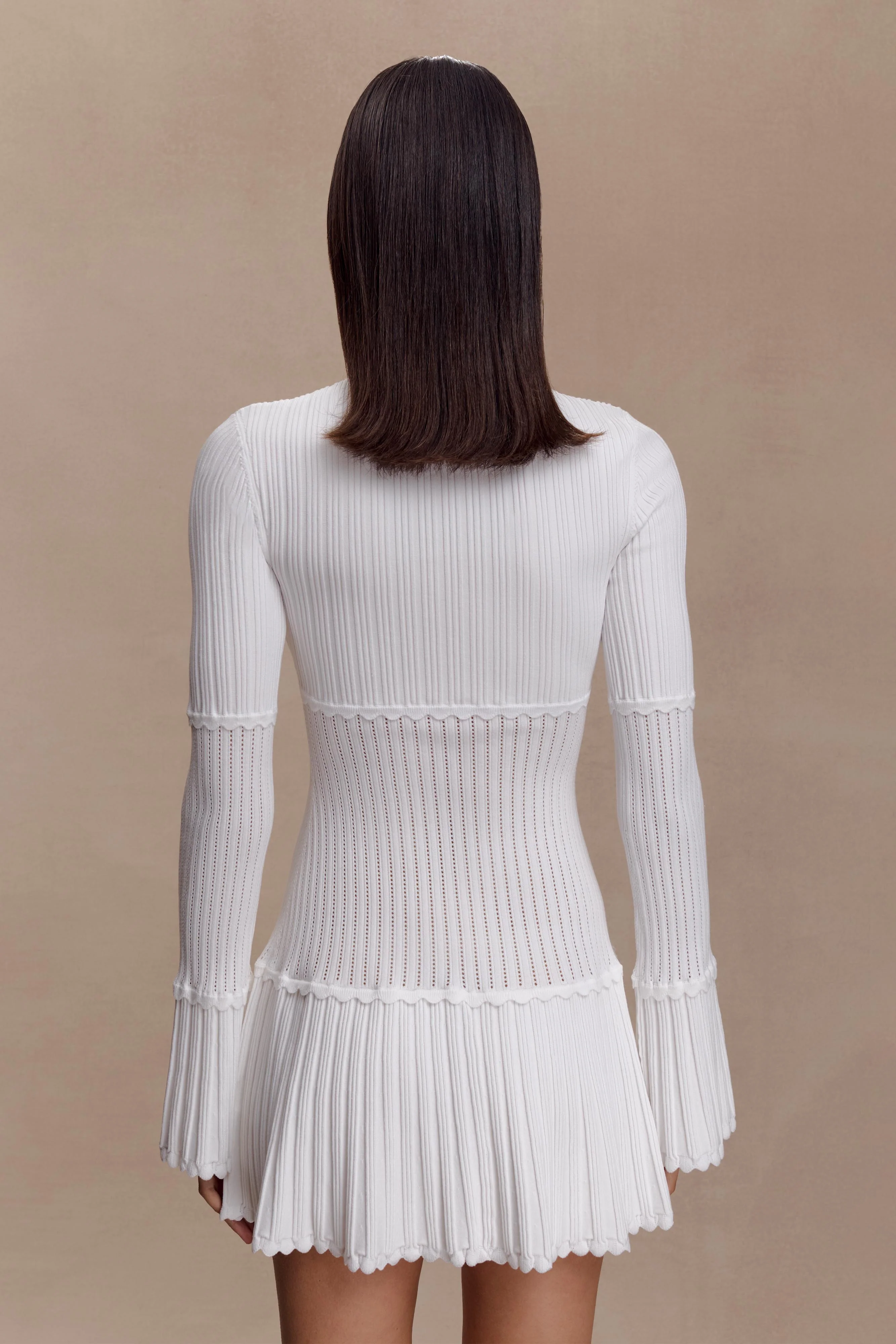 Adena Pointelle Knit Mini Dress - Ivory