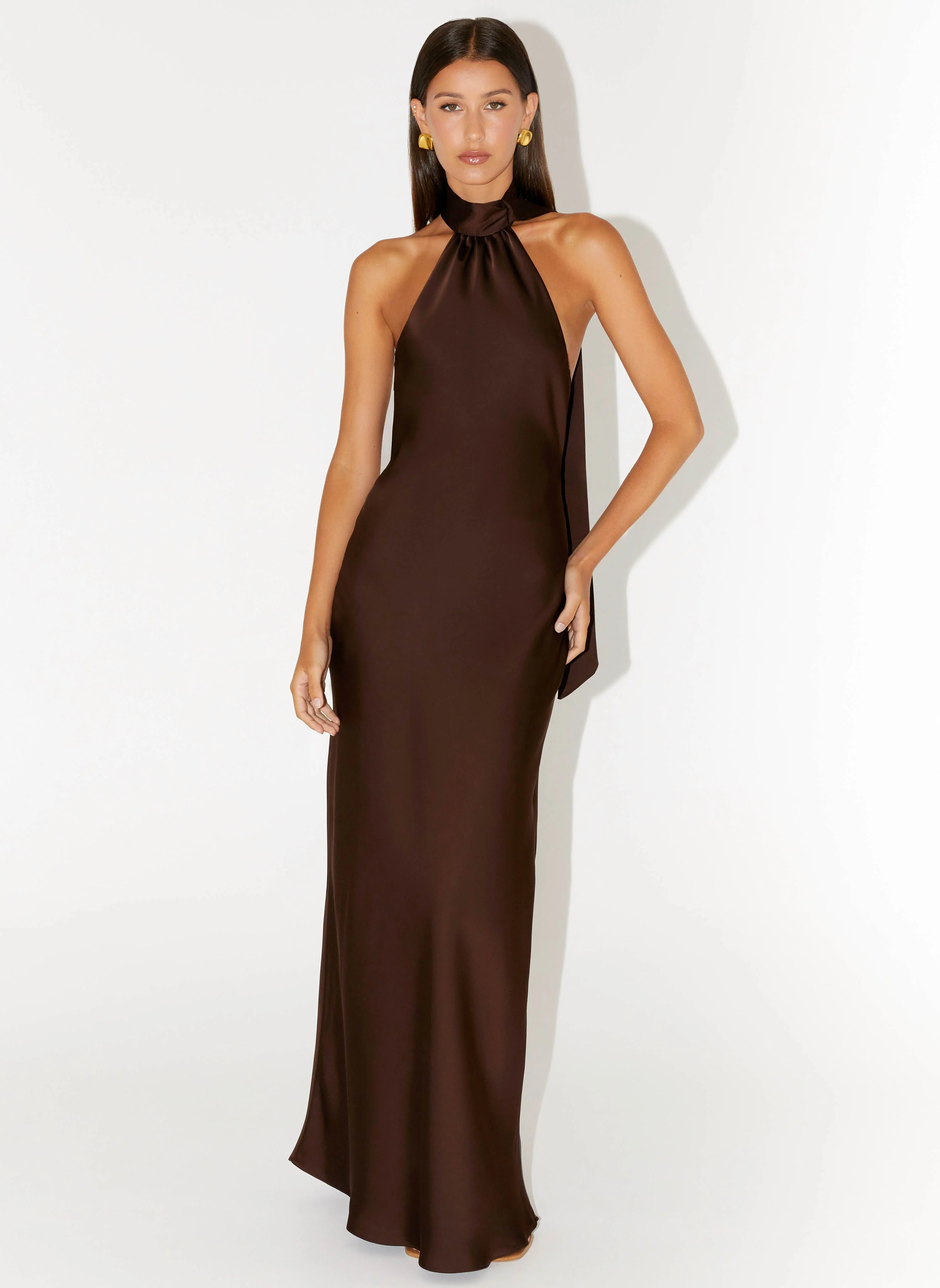 Keena Scarf Maxi Dress - Chocolate