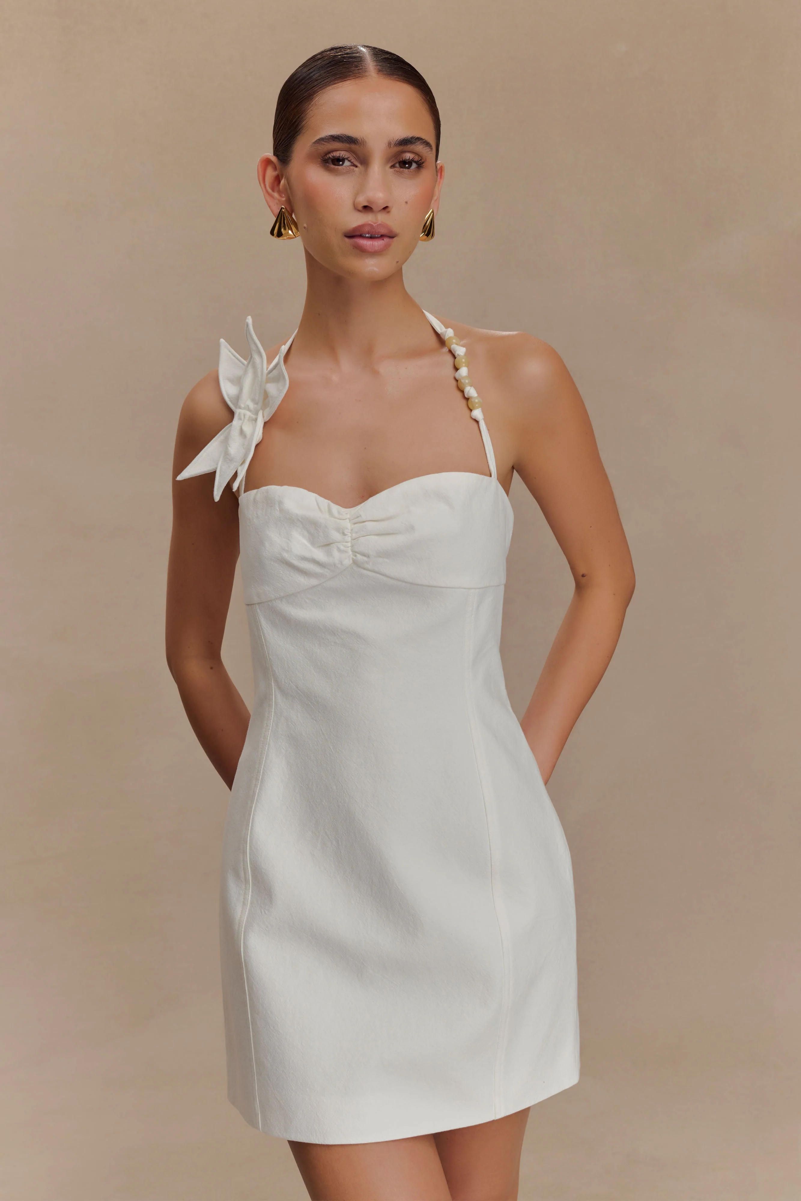 Reyes Cotton Floral Mini Dress - White