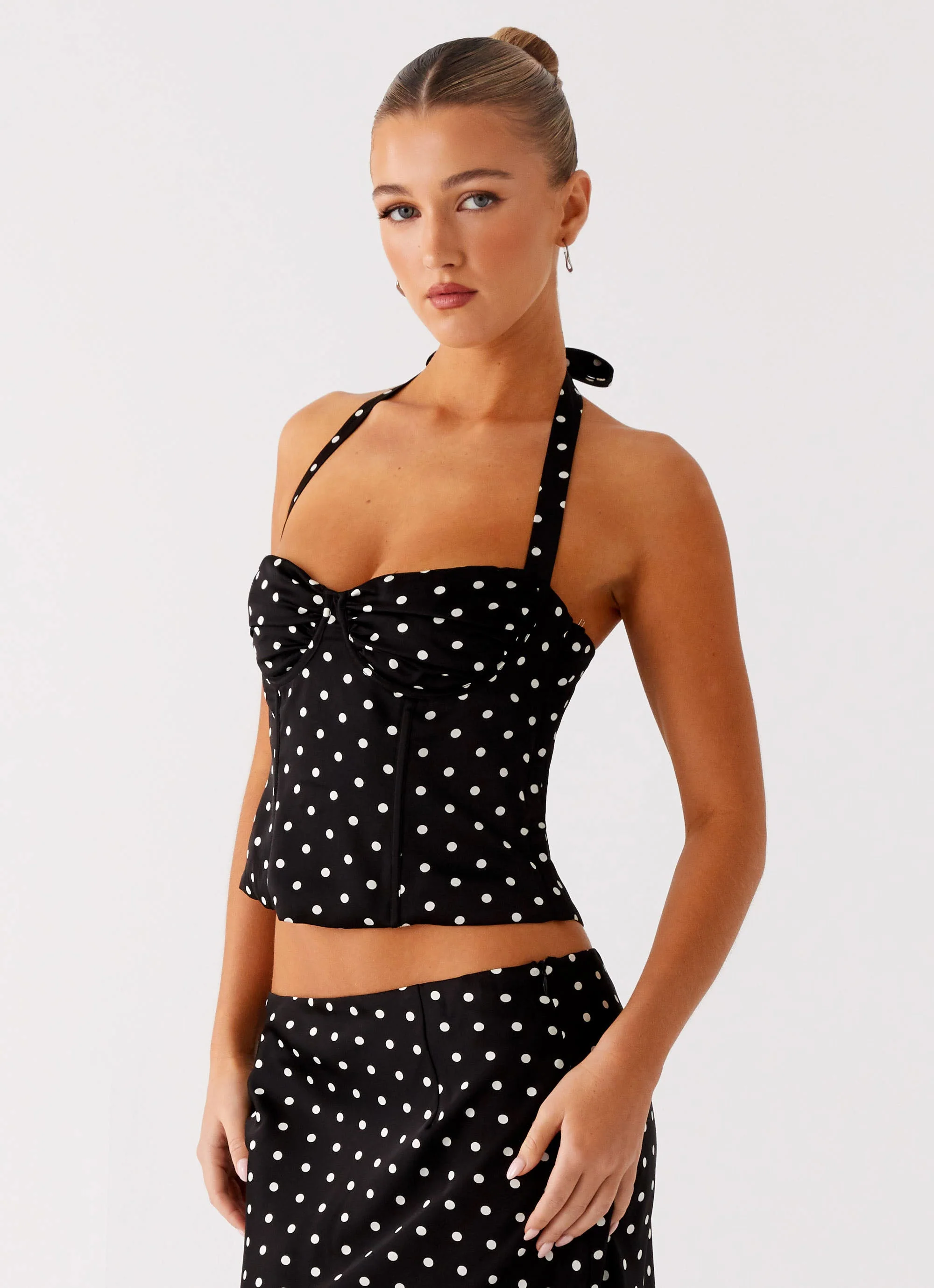 Breanne Top - Black Polka Dot