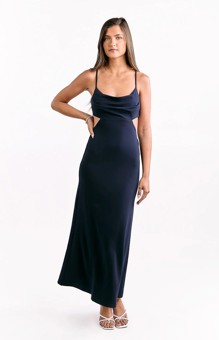 Taleah Navy Crepe Formal Maxi Dress