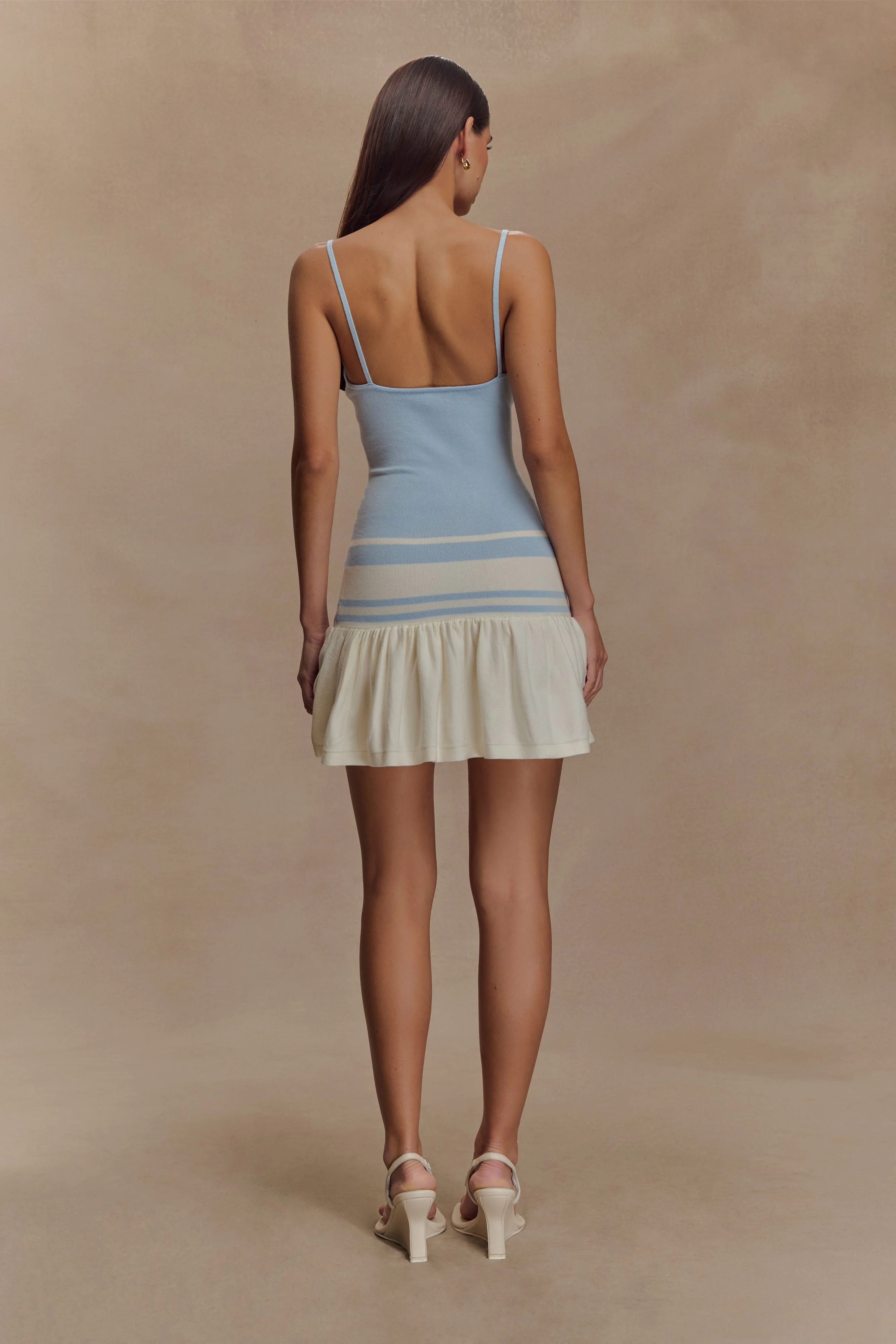 Ellison Contrast Knit Mini Dress - Blue/White