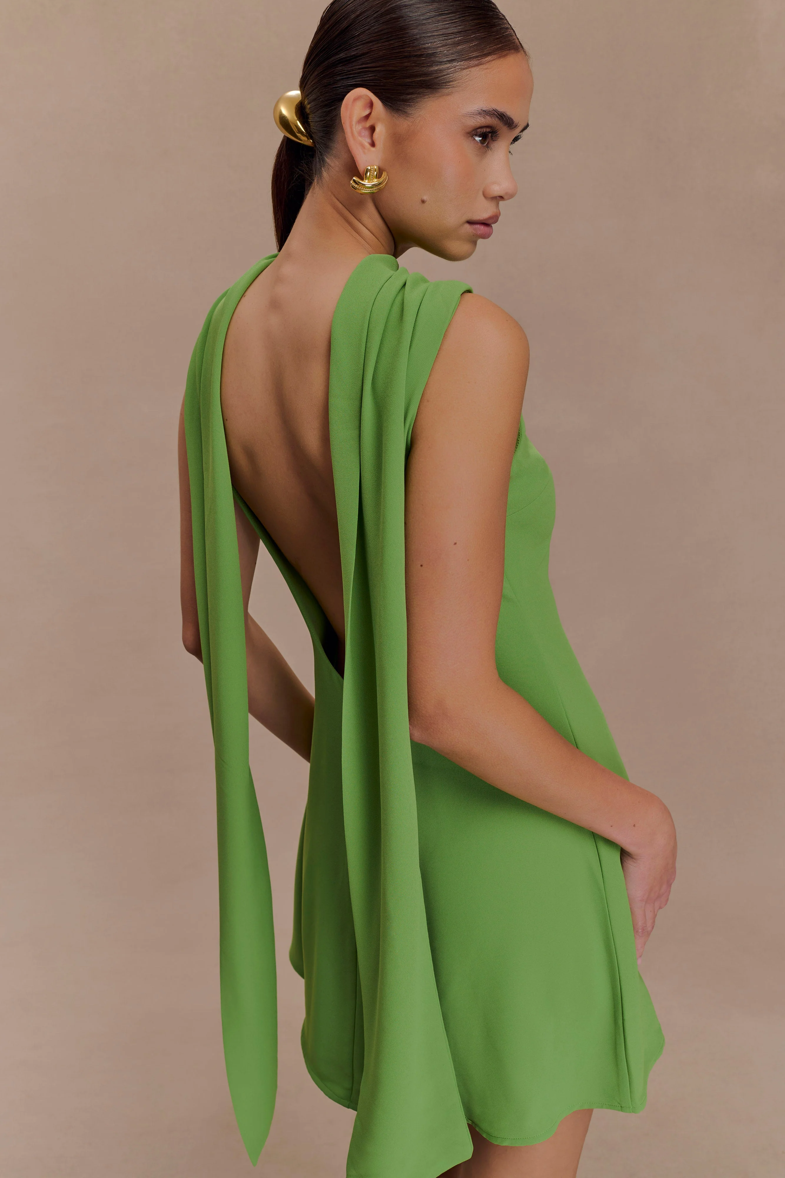 Wynter Scarf Draped Mini Dress - Green