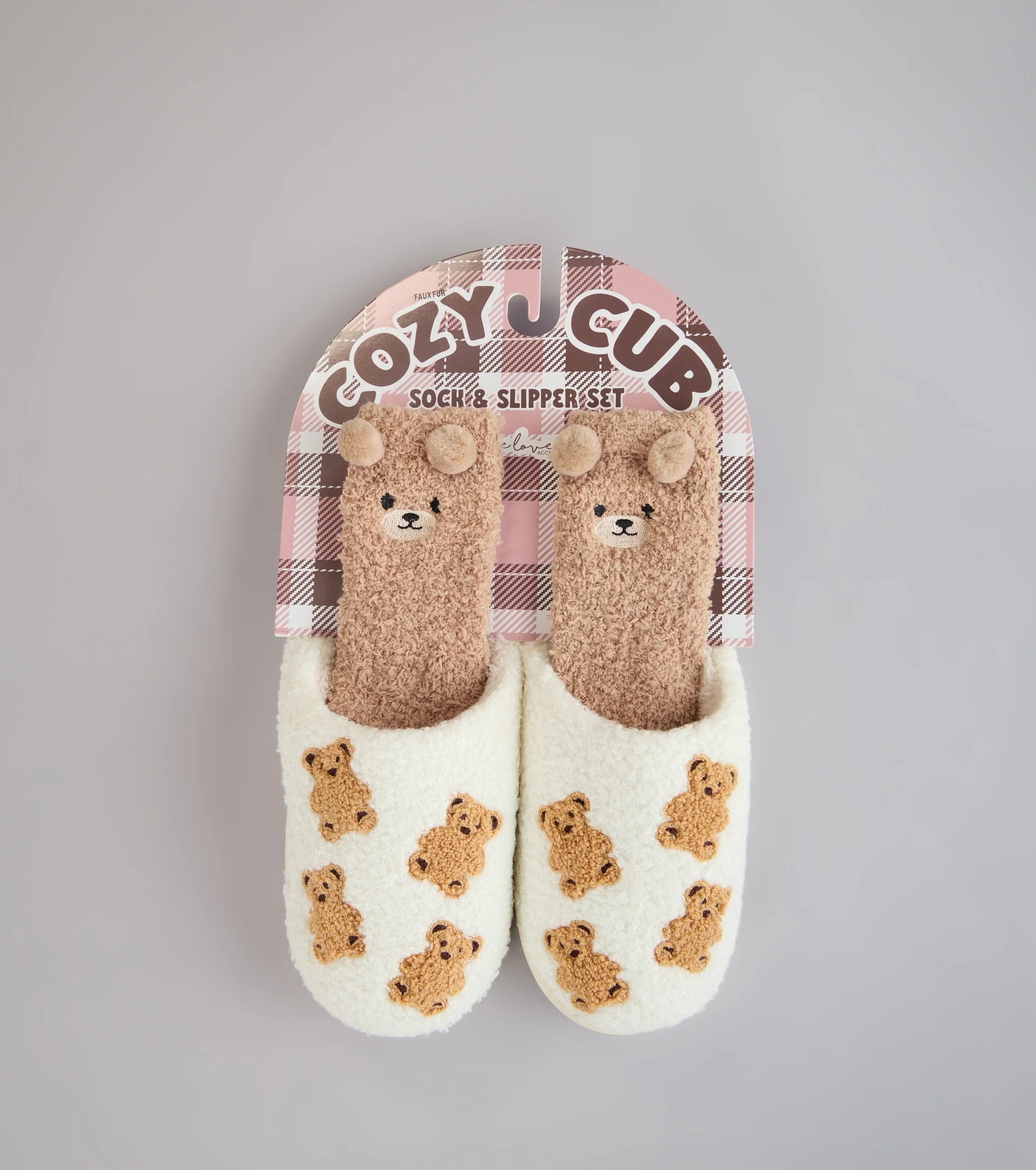 Cuddle Club Teddy Bear Slipper And Socks Set