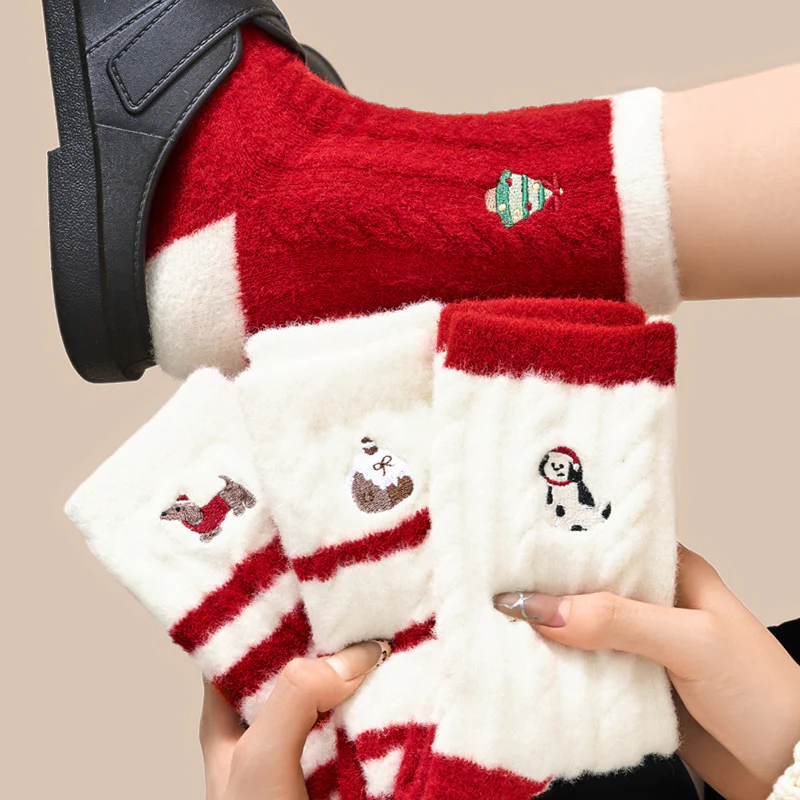 Plush Thermal Warm Floor Crew Christmas Socks