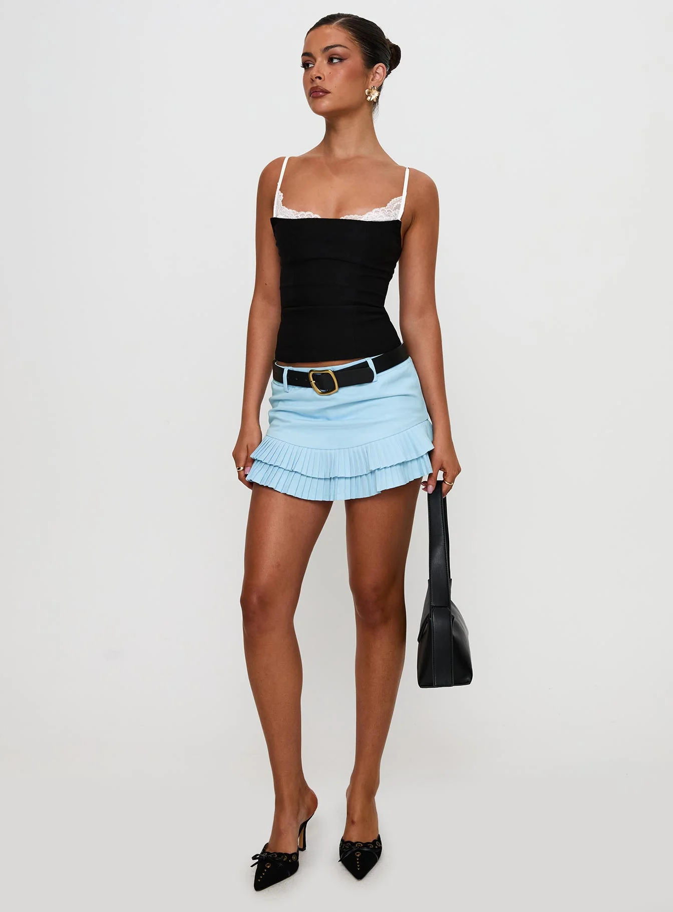 Renaissance Corset Lace Top Black / White