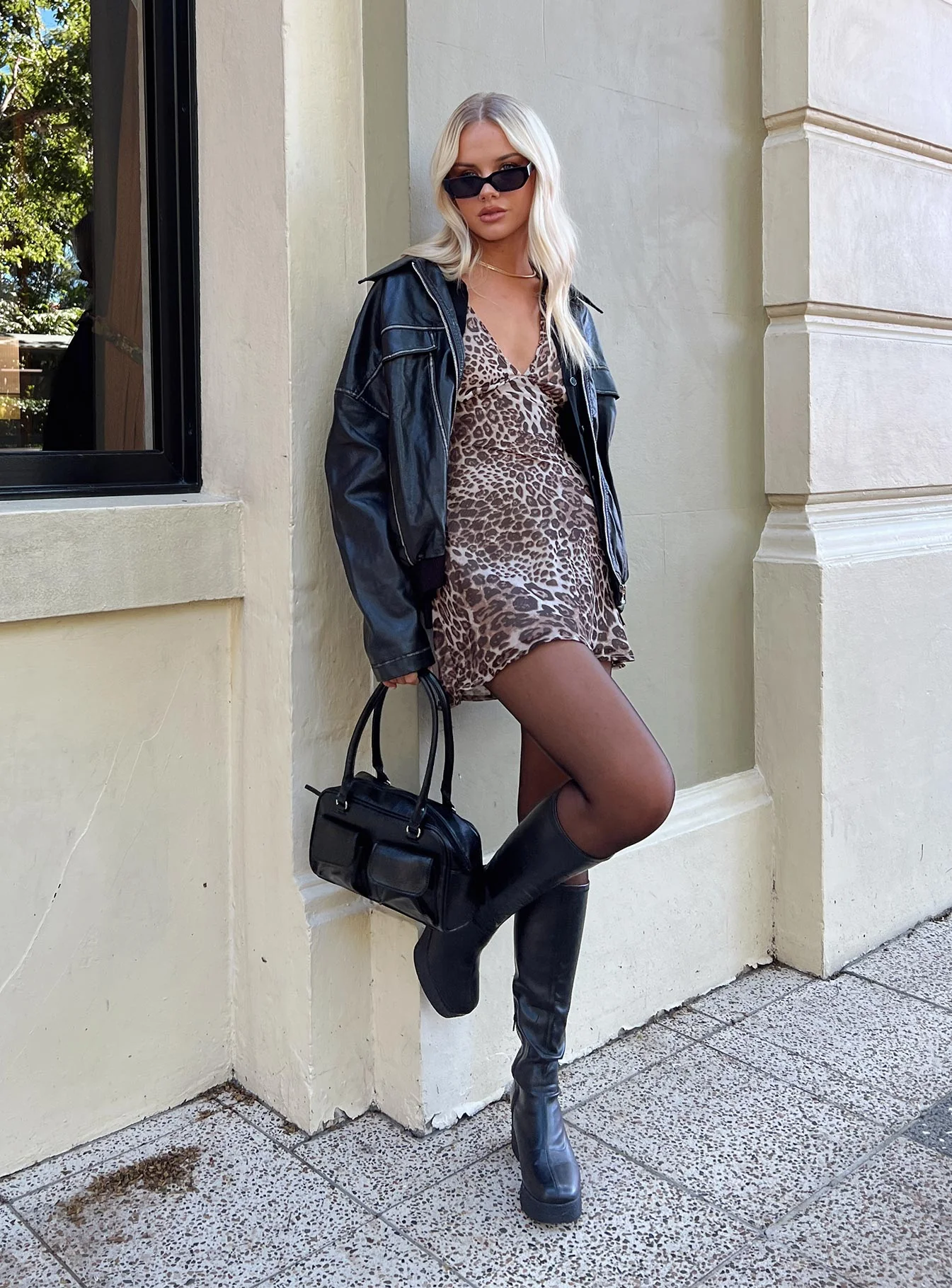 Tanza Faux Leather Jacket Washed Black