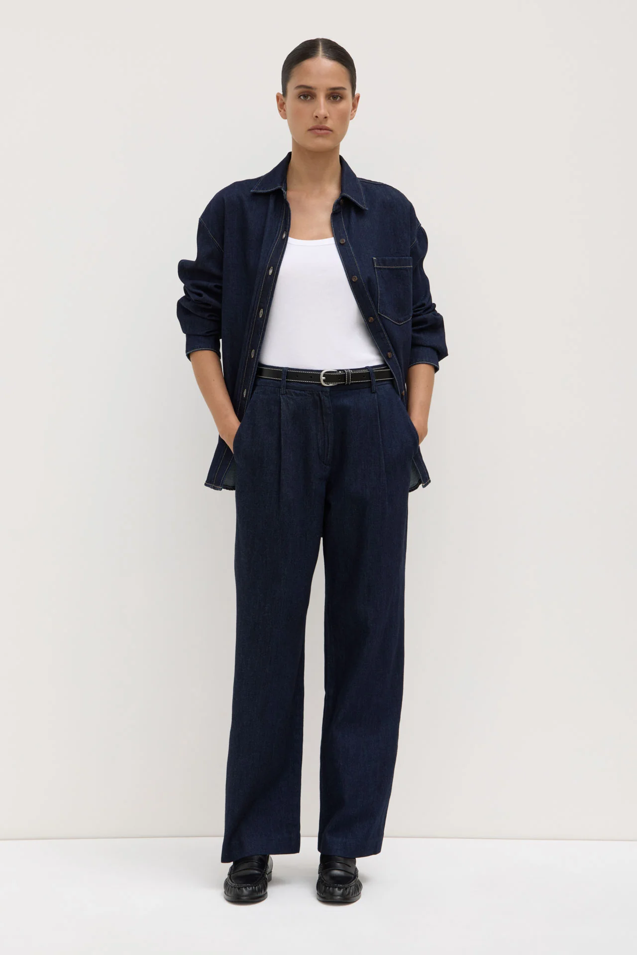 Kiera Recycled Denim Pleat Front Pant