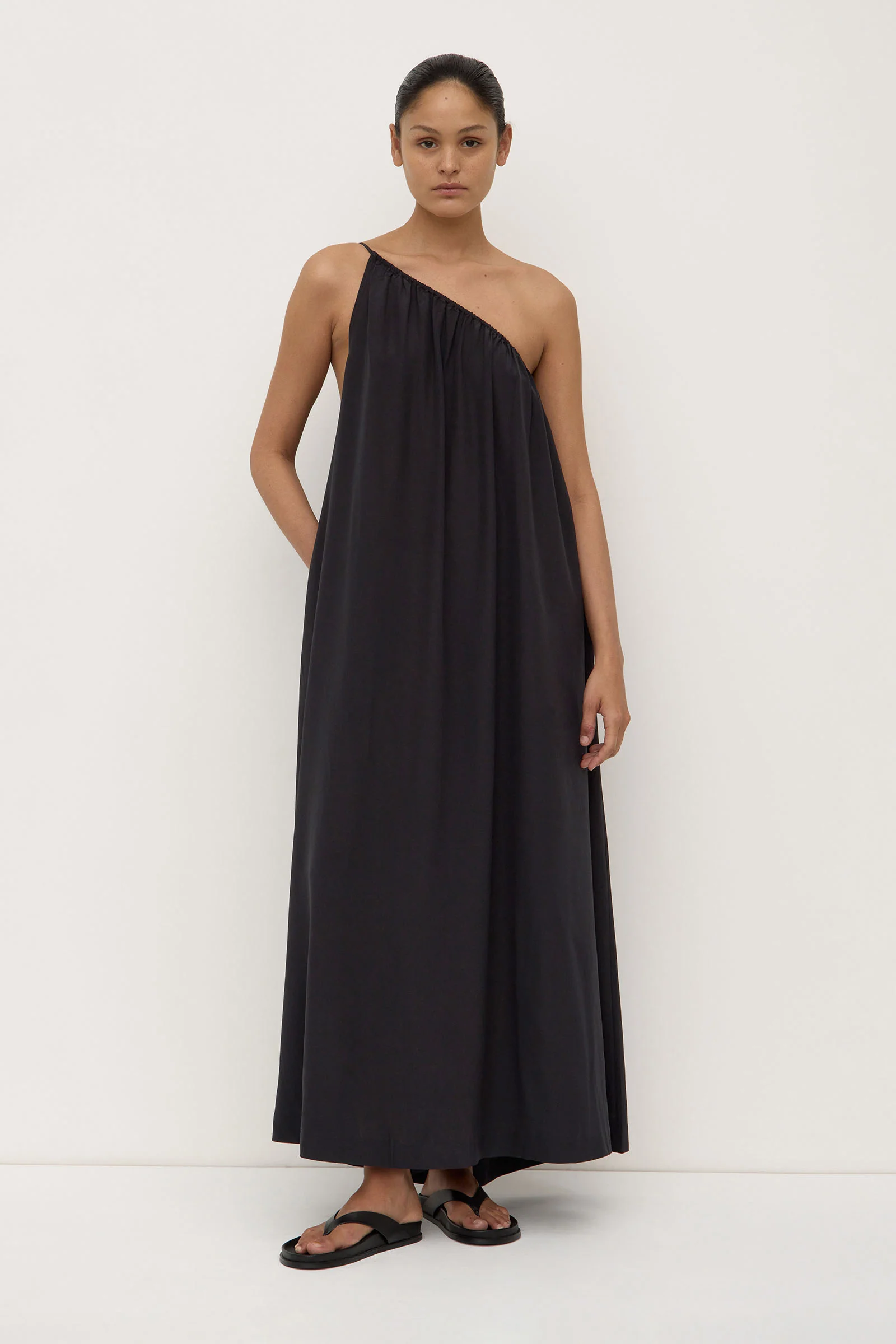 Mila Silk Asymmetrical Maxi Dress