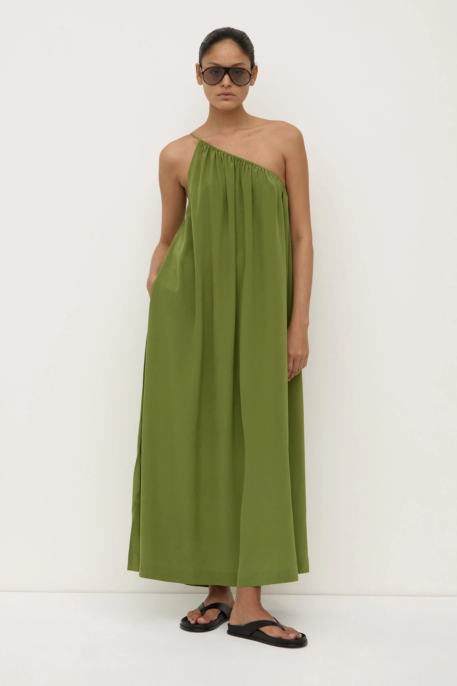 Mila Silk Asymmetrical Maxi Dress