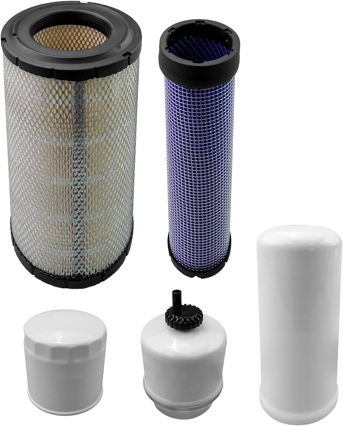 Maintenance Filter Kit Fit for New Holland LS180 Skid Steer, Hydraulic Inner Outer Air Engine Oil Fuel Spin on Replace 9842392 86555827 86555826 87800068 87801434