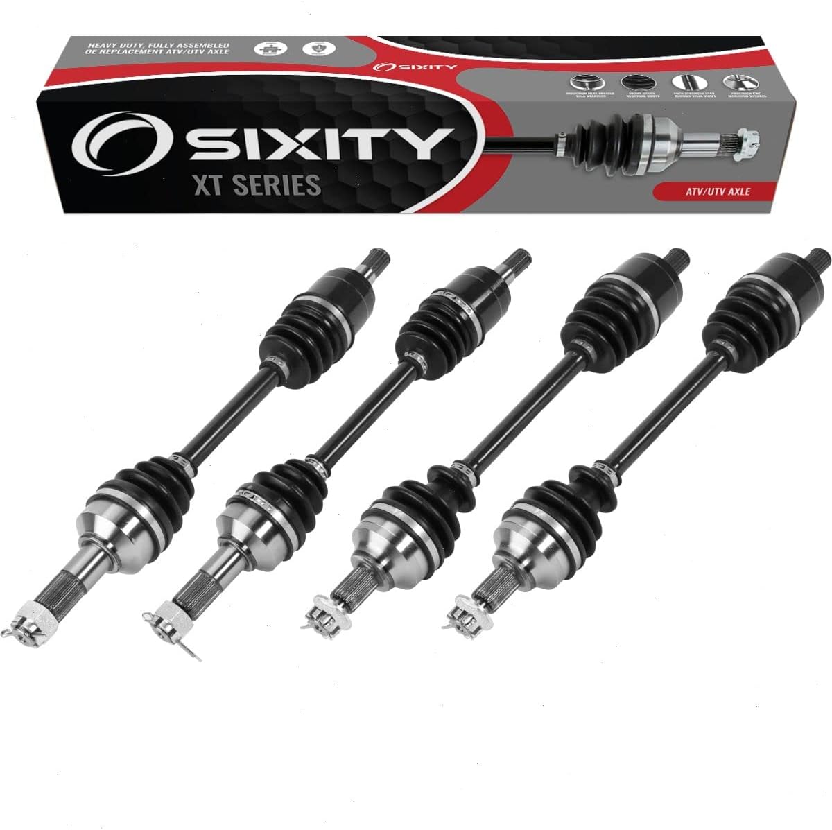 4 pc Sixity XT Front Rear Left Right Axles compatible with Honda TRX500FA5 FourTrax Foreman Rubicon Auto DCT TRX500FA6 EPS TRX500FA6D D TRX500FA7 DL TRX500FM1 4x4 TRX500FM2 with TRX500FM5 TRX500FM6