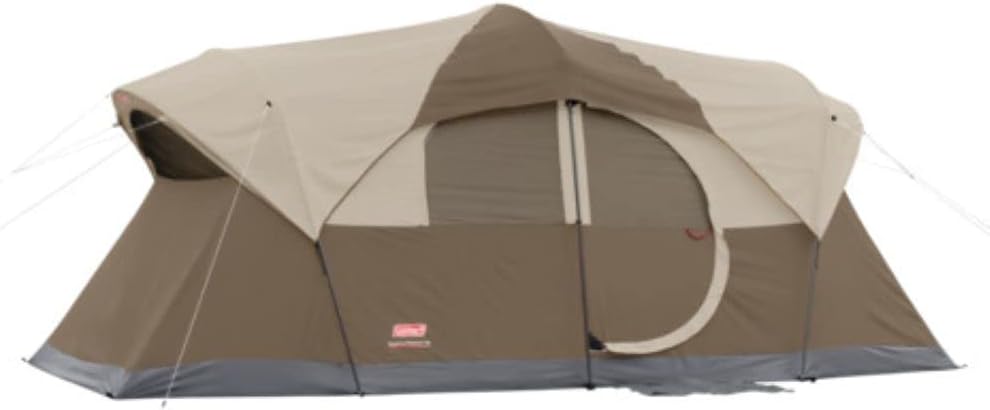 Coleman WeatherMaster 10-Person Camping Tent with Rainfly & Room Divider, Spacious Weatherproof Family Tent with Carry Bag