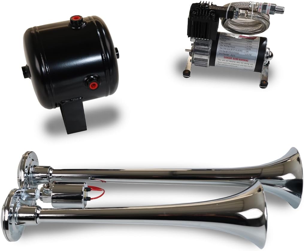 Kleinn Air Horns HK2 Complete Dual Truck Air Horn Package - Chrome