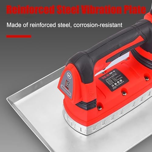 200W Cordless Electric Concrete Vibrator - 6-Speed Handheld Cement Troweling Machine, Flat Plate Smoothing Tool for Efficient Construction (Red) - Ideal Mortar Vibrator Equipment