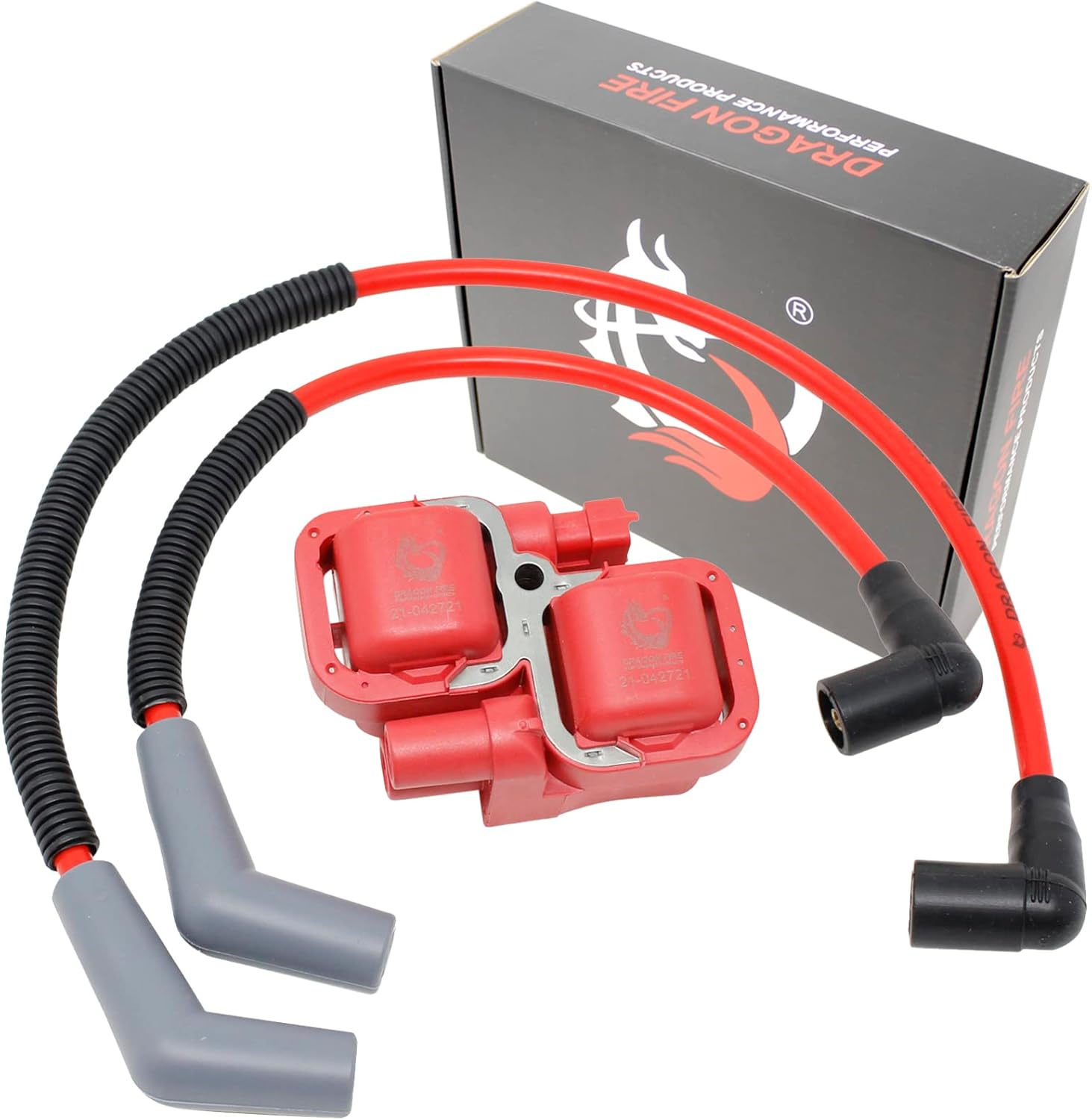 DRAGON FIRE PERFORMANCE Power Pack Ignition Coil and Low Ohm Plug Wires Compatible With 2003-2020 Can Am Renegade Outlander Maverick Defender Commander Traxter Replaces 420265240 710000041 420265248