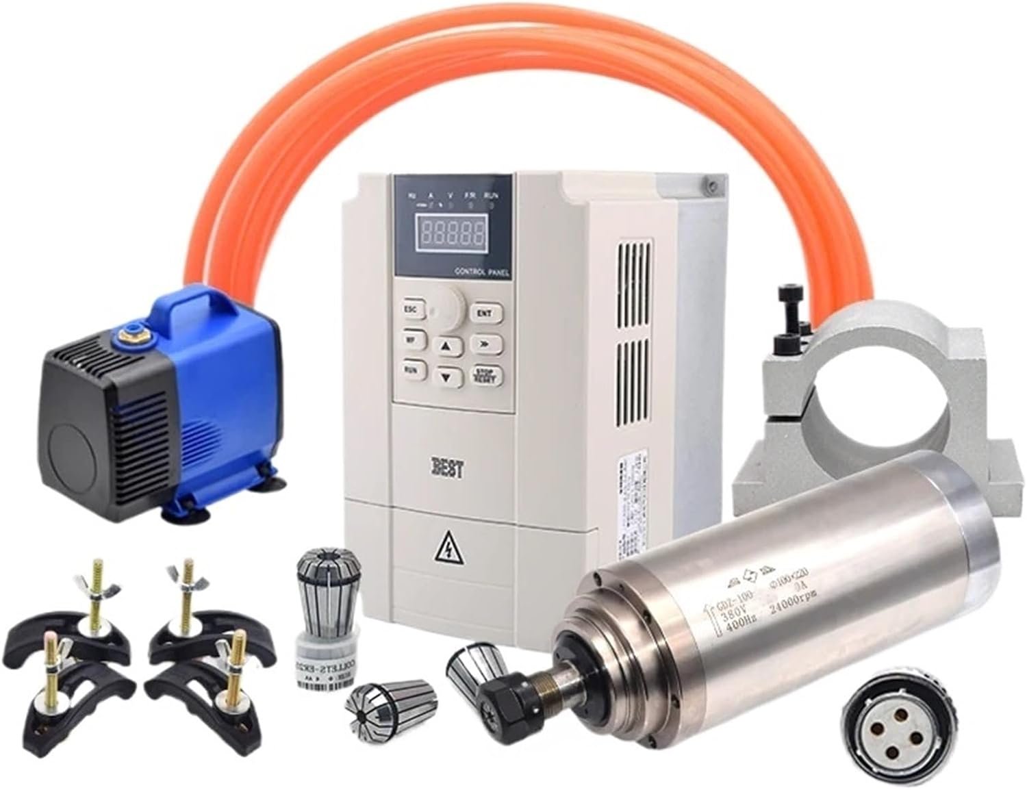 3.7kw Spindle CNC Router Spindle Motor 220V 380V Machine Tool Spindle ER20 Dia100mm Inverter 4kw for CNC Milling Router Machines(Spindle,380V)