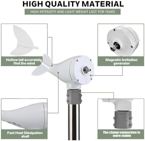 1000W Wind Turbine Generator Kit - 12V/24V/48V - 8-Blade Permanent Magnet System with Auto Direction Control - Perfect for Marine, Motorboats & Off-Grid Power Solutions