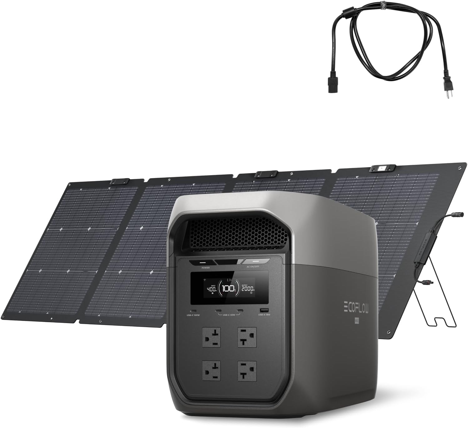 EF ECOFLOW Portable Power Station DELTA 3 MAX with 220W Solar Panel and AC Charging Cable, 3400W X-Boost Output, Ultra-Fast 0-80% Charging in 1.13 Hr, Home Backup & RV Camping