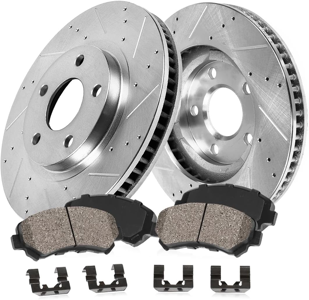 Callahan Brake Parts Front Brake Kit for 2007-2012 Nissan Sentra Versa, 2009-2014 Cube - OE Disc Rotors with Ceramic Brake Pads Replacement