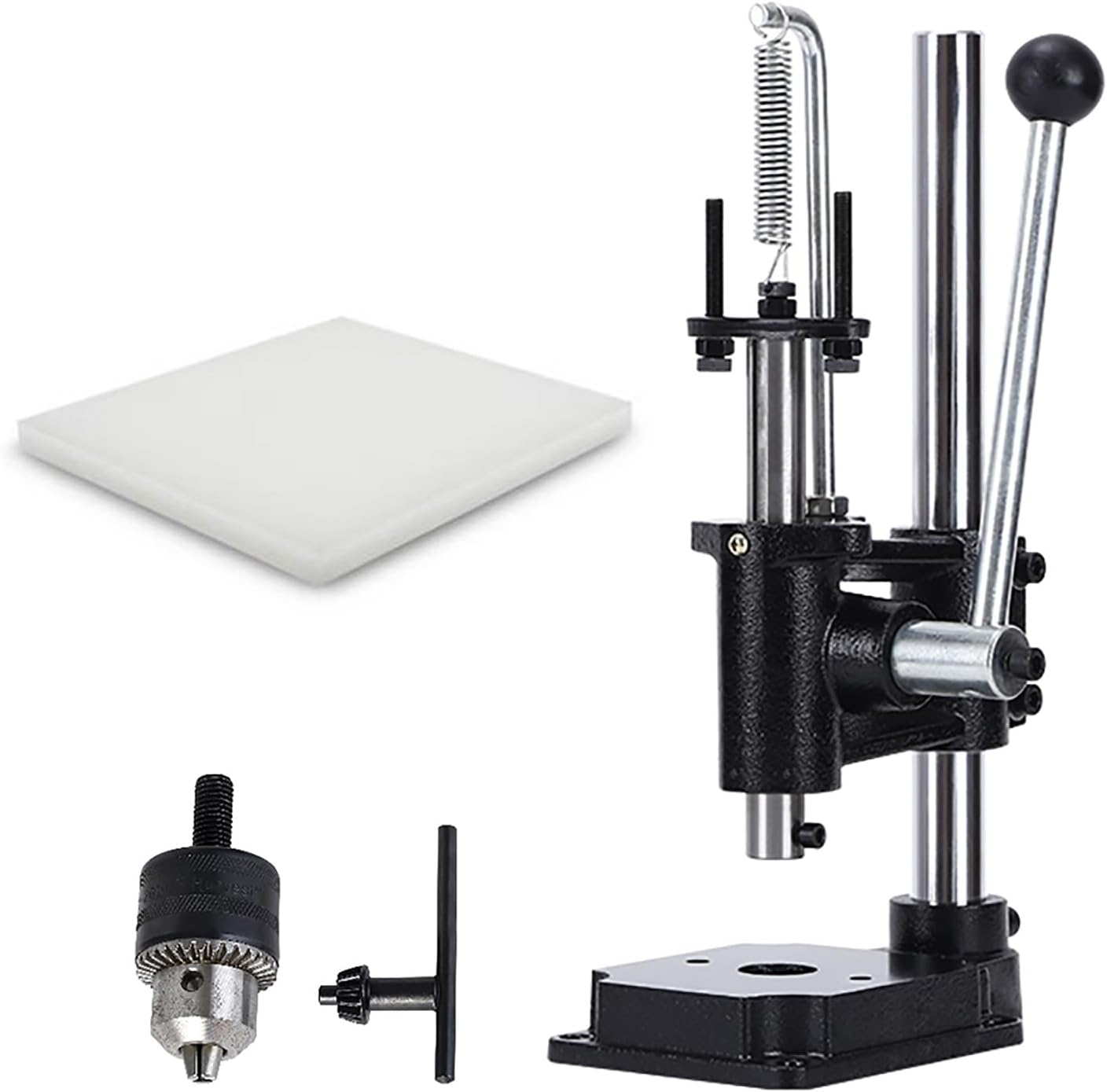 Labor Saving Arbor Press with Chuck and Pad,Upgraded Leather Punching Machine, Manual Leather Punch for Leather Processing DIY Crafts, Stamping, Extruding, Riveting. Pressure 350lb