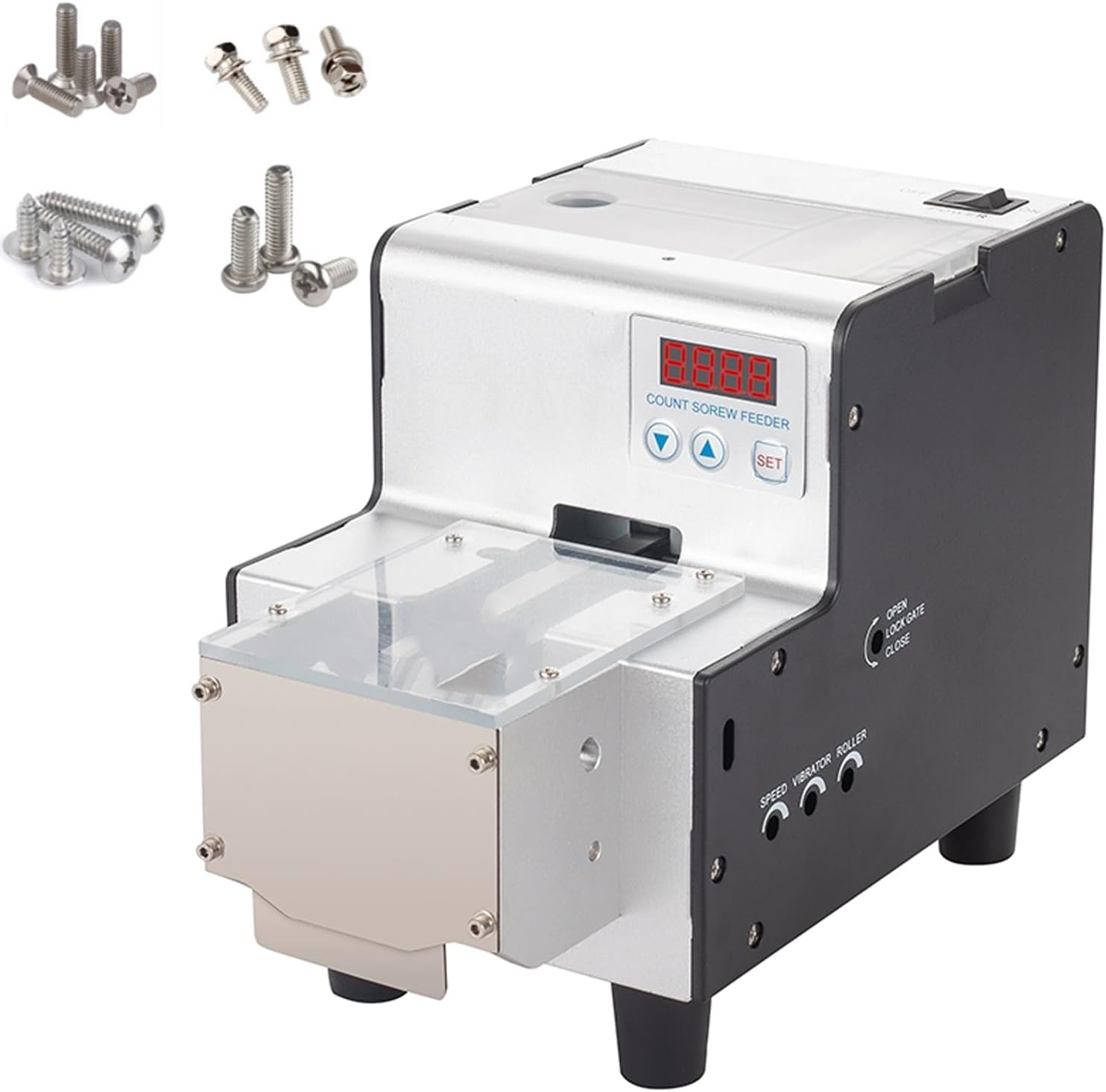 Digital Screw Counting Machine,with Hopper,1-5mm Adjustable Track Width,High Efficiency Counting,for Screw Packaging
