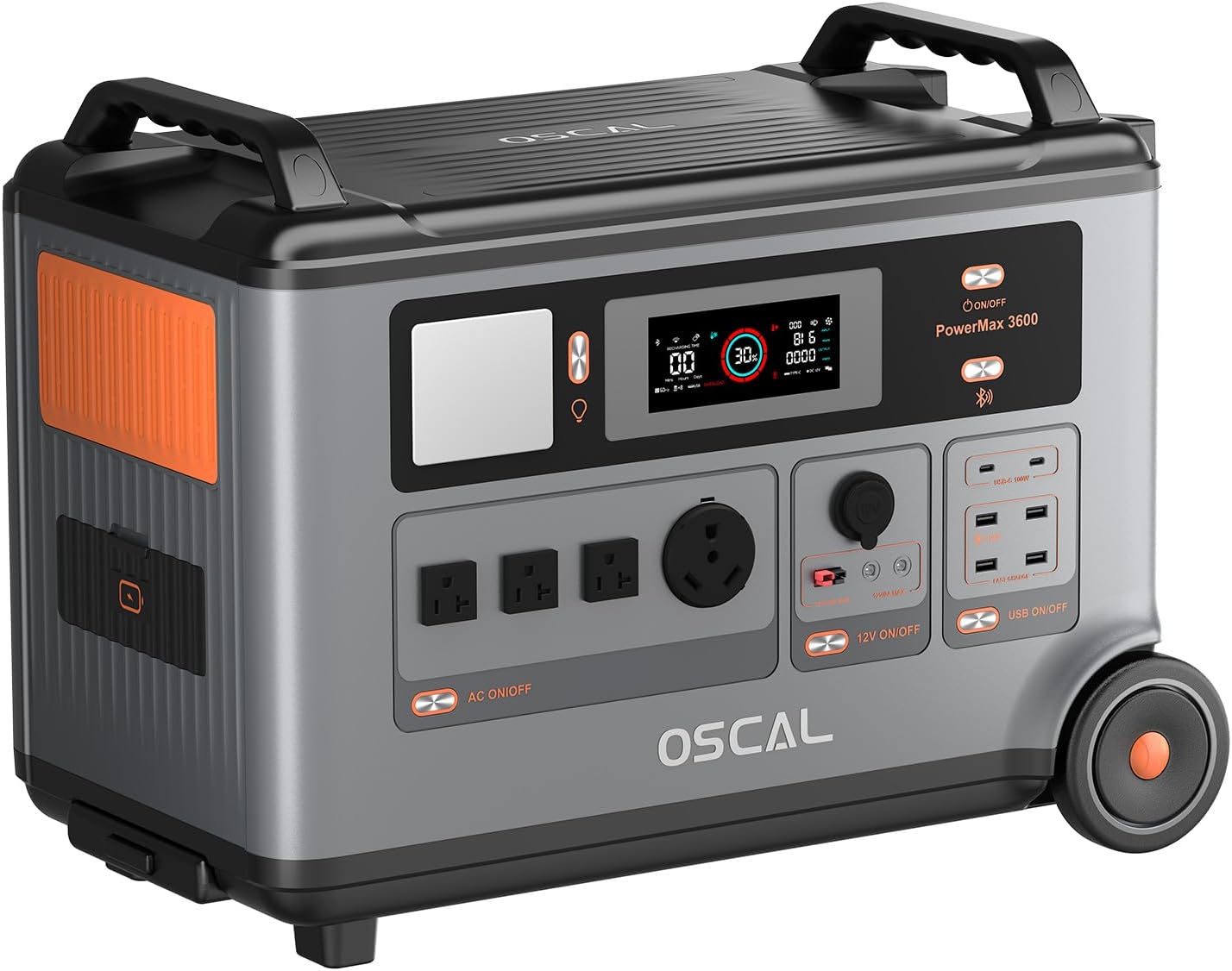 OSCAL Total 7200Wh Power Station PowerMax 3600 with BP3600 Expansion Battery, Expand Capacity from 3600Wh to 7200Wh, Solar Generator for Home Backup, Emergency, Outdoor Camping