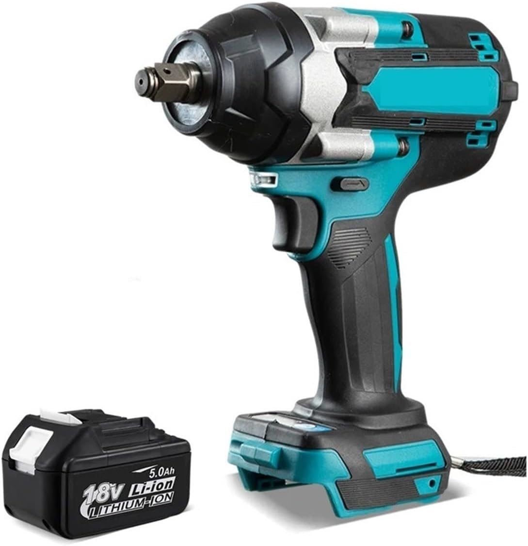 Impact Driver 1800N.m Electric Impact Wrench 1/2 Inch Compatible with Battery(1x6.0ah Bat Plastic)