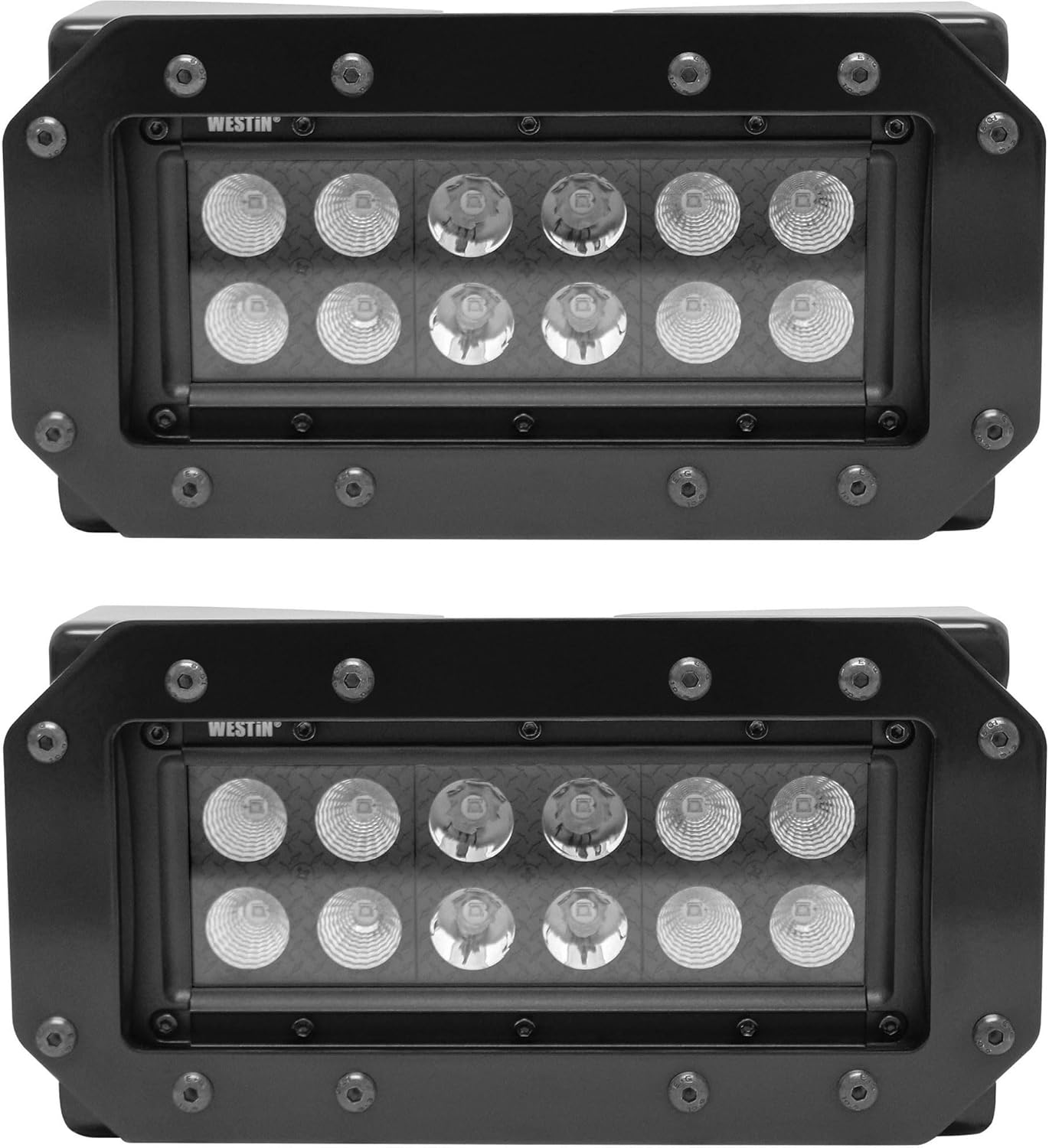 Westin 57-0025 HDX Flush Mount B-FORCE LED Light Kit Includes 6 inch LED Lights (set of 2) with wiring harness