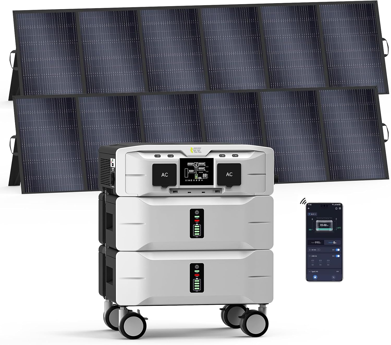 IEE 5120Wh Portable Power Station SP5000 with 2x500W Solar Panel, 120/240V 5000W(Peak 9000W) AC Output Solar Generator, Expandable Capacity, LFP Battery Generator for Home Use, Power Outages, RVs