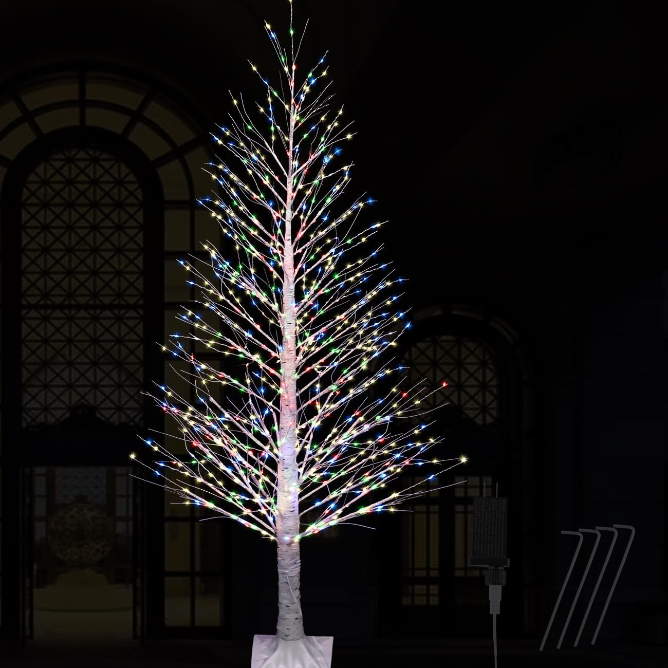 Anycosy 7FT Lighted Birch Tree LED Warm White Lights with Twinkle Lights，Twinkling or Steady Function for Selected Prelit Christmas Tree for Christmas Indoor/Outdoor Decoration