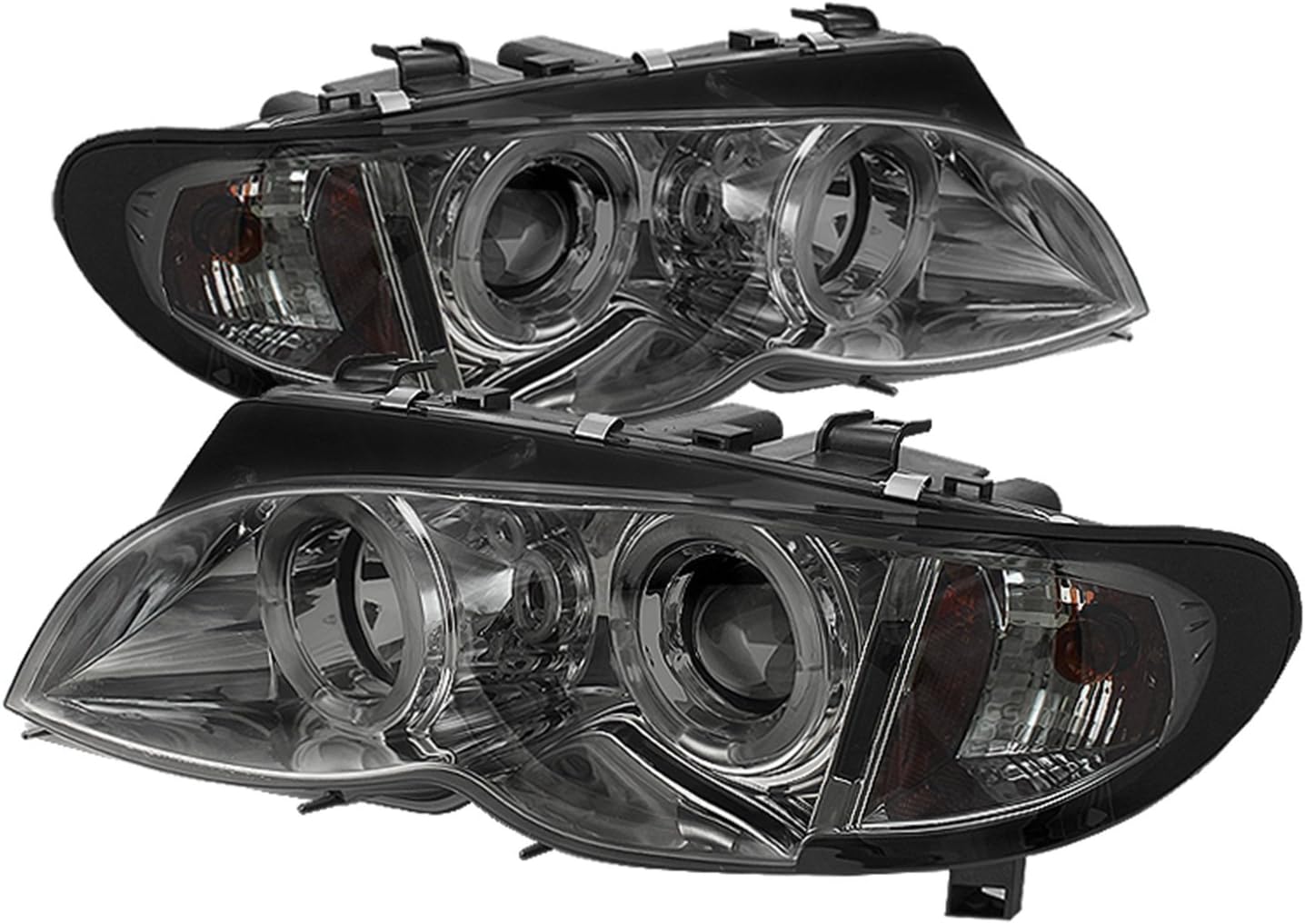 Spyder 5042422 BMW E46 3-Series 02-05 4DR Projector Headlights 1PC - LED Halo - Smoke - High H1 (Included) - Low H7 (Included)