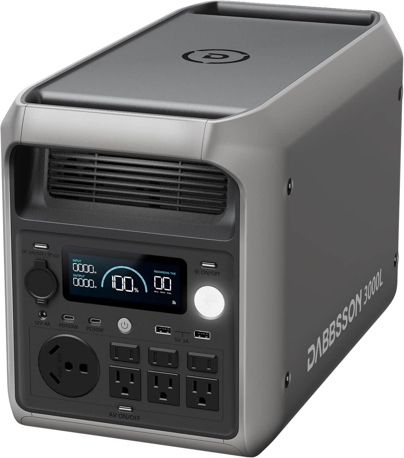 DABBSSON 3072Wh Solar Generator, Semi-Solid LiFePO4, 3000W AC Output×6,TT-30×1 for Charging RV,P-Boost 3600W, Compact Lightweight, 1.3X Runtime,0-80% 1.5H,3000L Portable Power Station for Camping/Home
