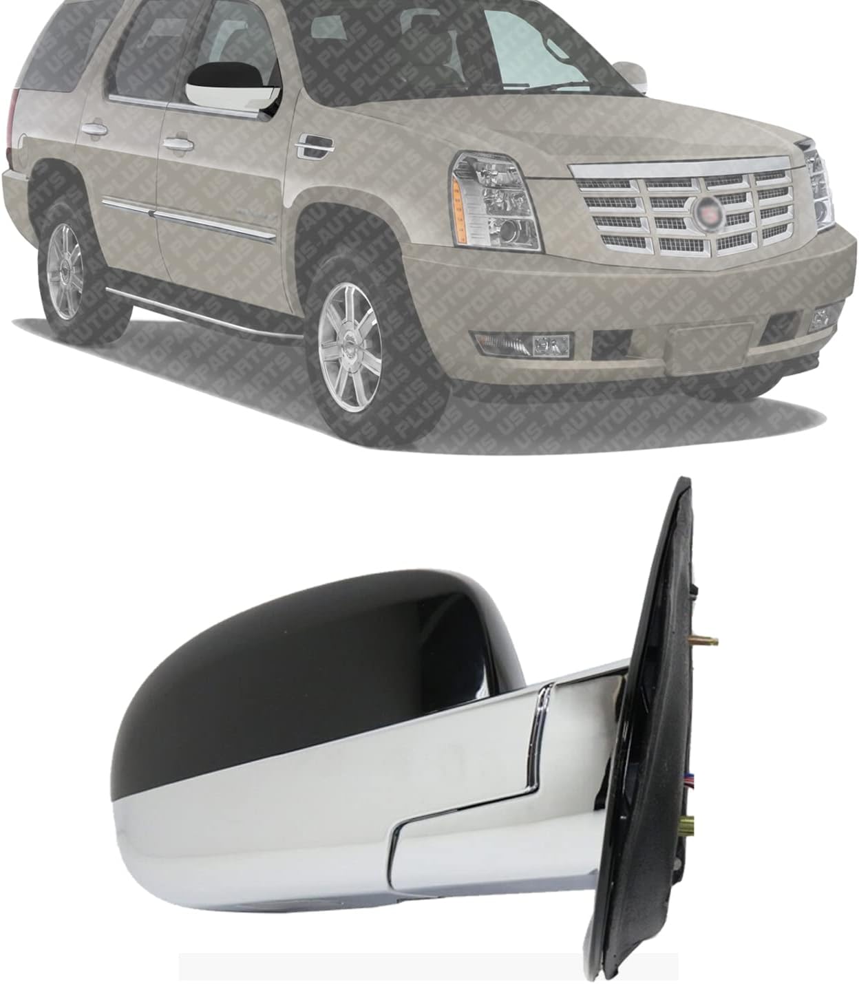 US AUTO PARTS PLUS New Front Power Mirror Folding Heated Primed With Signal Light and Memory Right Passenger Side Direct Replacement For Cadillac Escalade 2007-2014 25776162 GM01ER-S