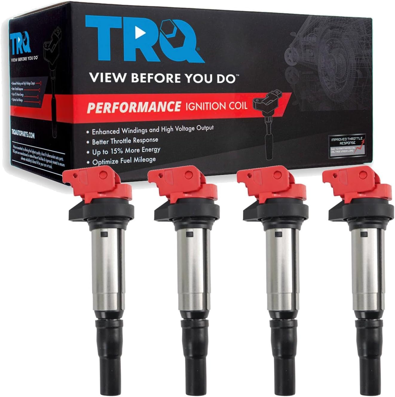 TRQ Ignition Coil Set 4 Piece High Temperature Epoxy Compatible with 07-16 Mini Cooper 11-16 Cooper Countryman 13-18 BMW 320i 328i 528i X1 X3 X4 X5 Z4 14-16 228i 428i