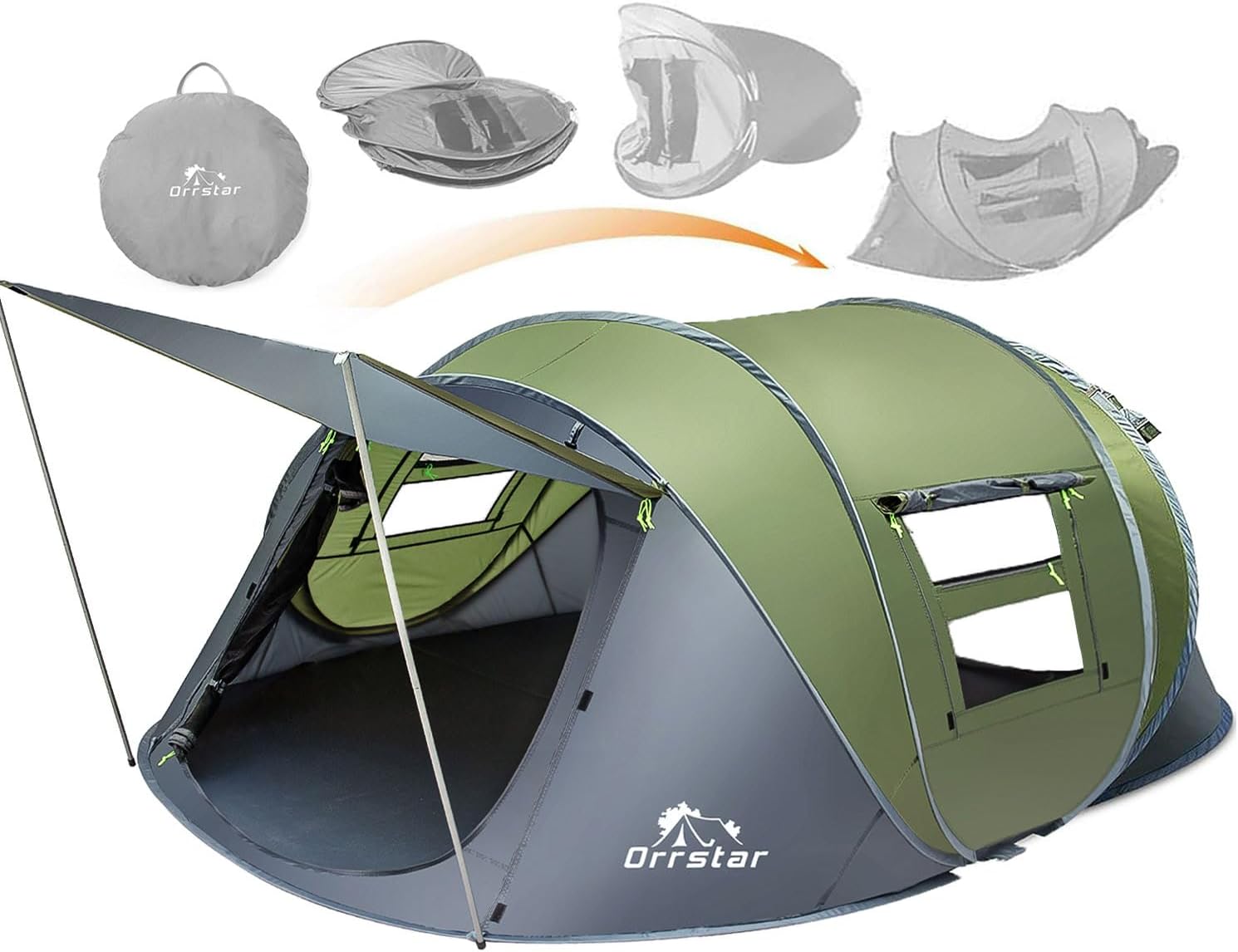 Pop Up Tents for Camping 2-4 Person Waterproof Easy Up Setup Camping Tent 2 Big Doors Instant Family